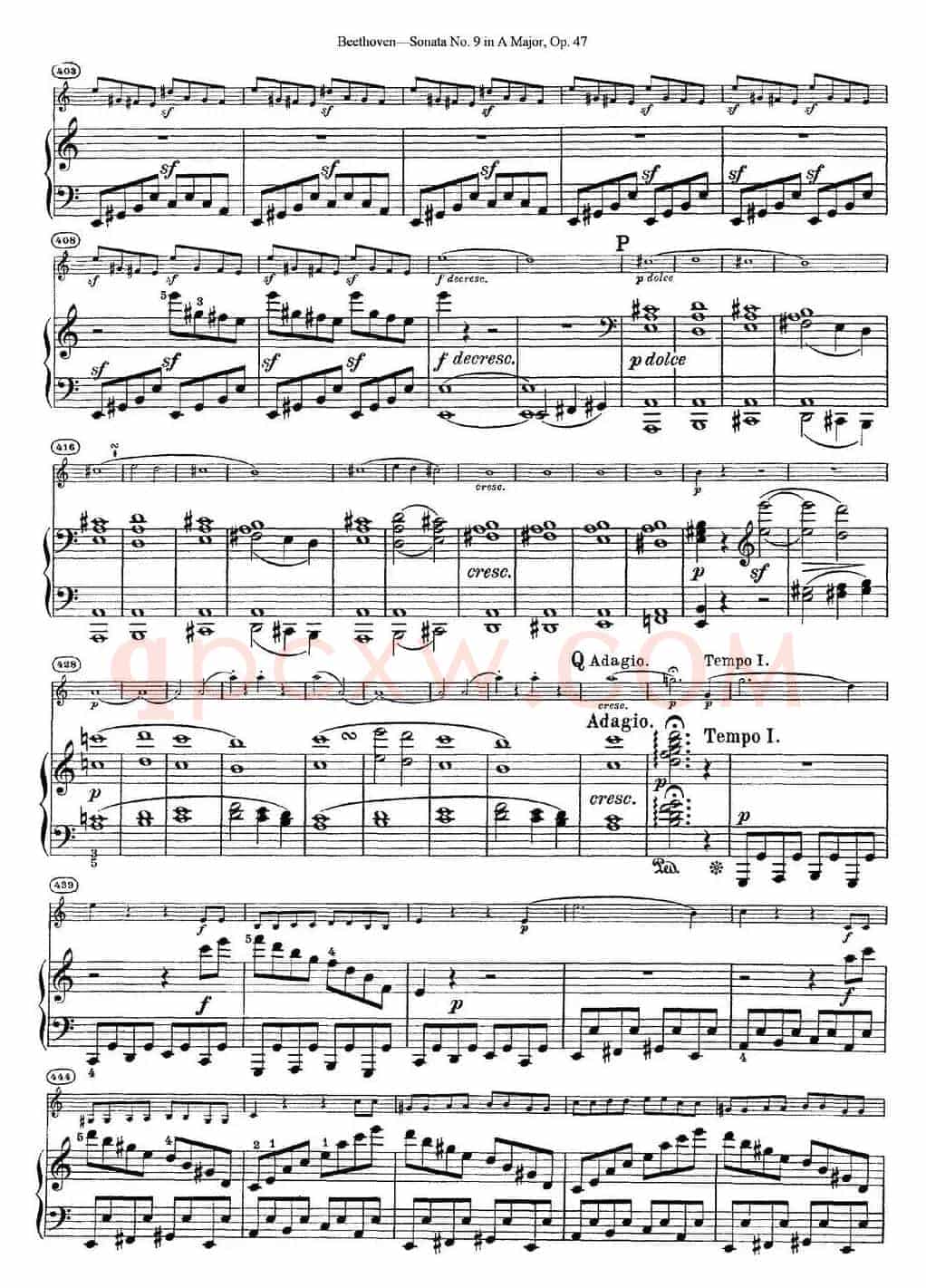 Violin Sonata No.9 in A Major Op.47（小提琴+钢琴伴奏）
