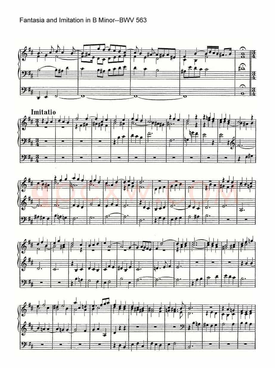 Fantasia and Imitation in B Minor--BWV 563（管风琴谱）