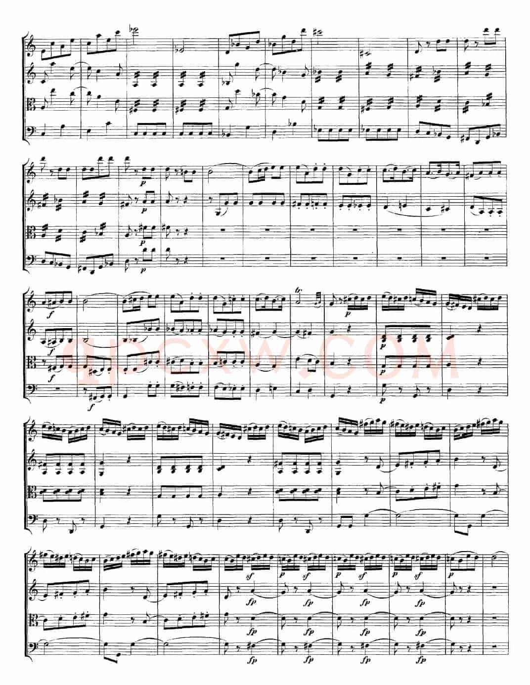 Mozart《Quartet No.19 in C Major,K.465》（总谱）
