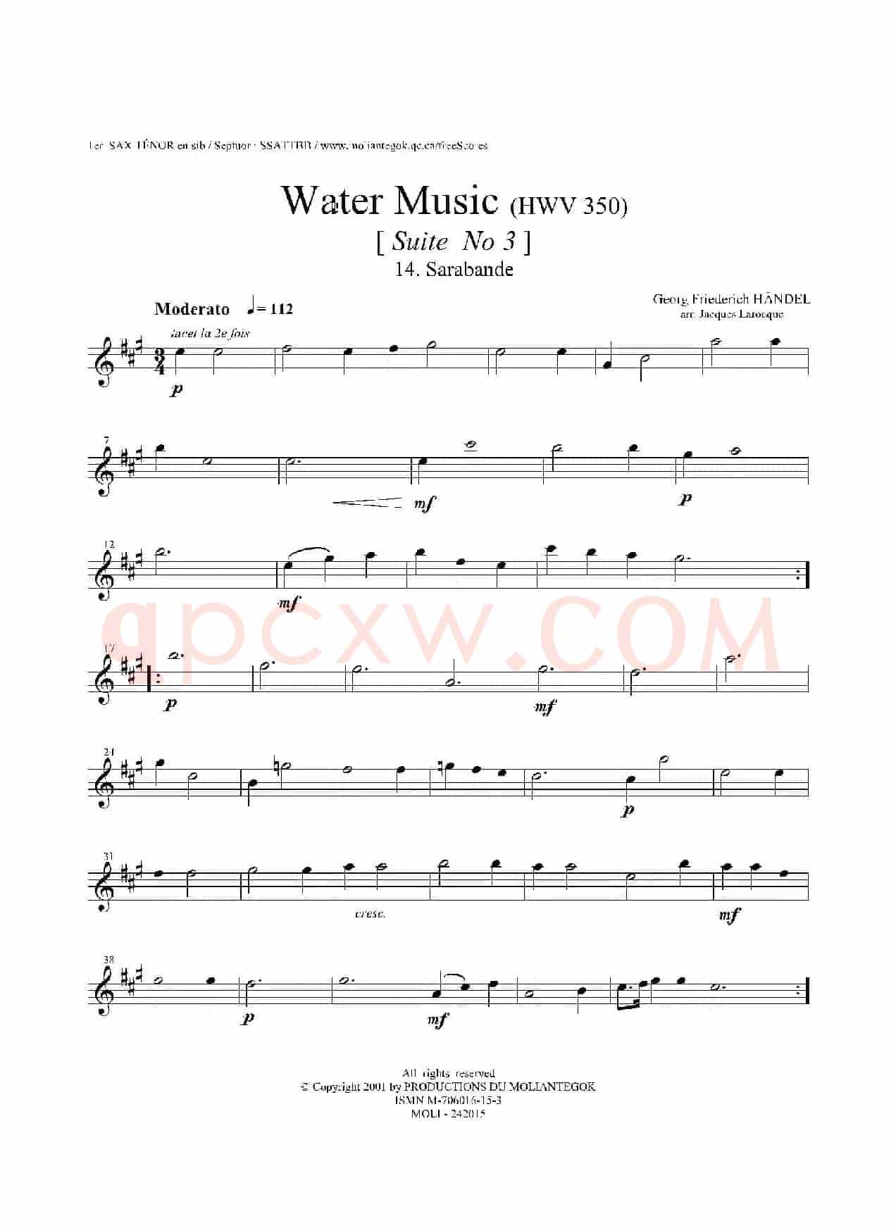 Water Music（HWV.350 No.3）（第一次中音萨克斯）