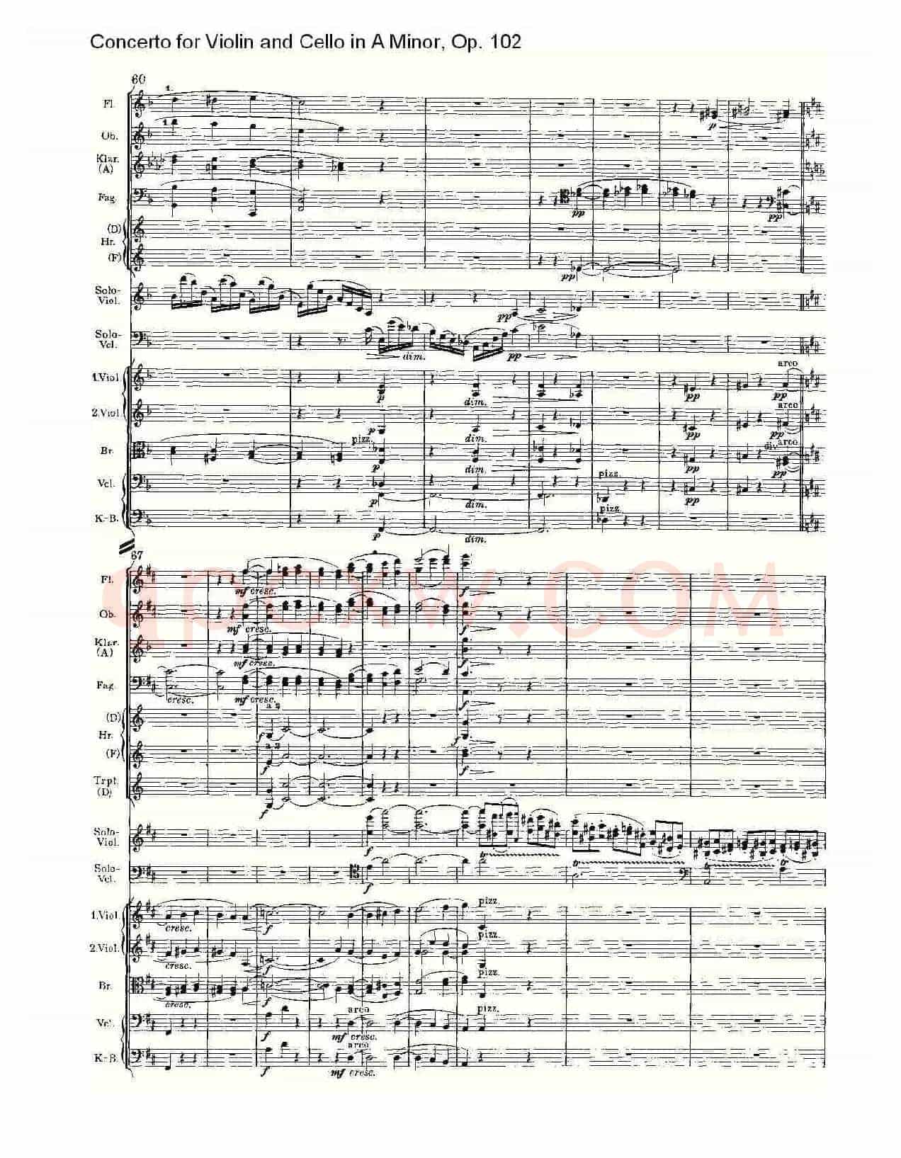 A小调小提琴与大提琴协奏曲, Op.102第二乐章
