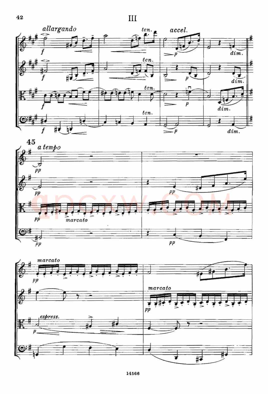 QUARTET Op.83(第三部分)(弦乐四重奏)