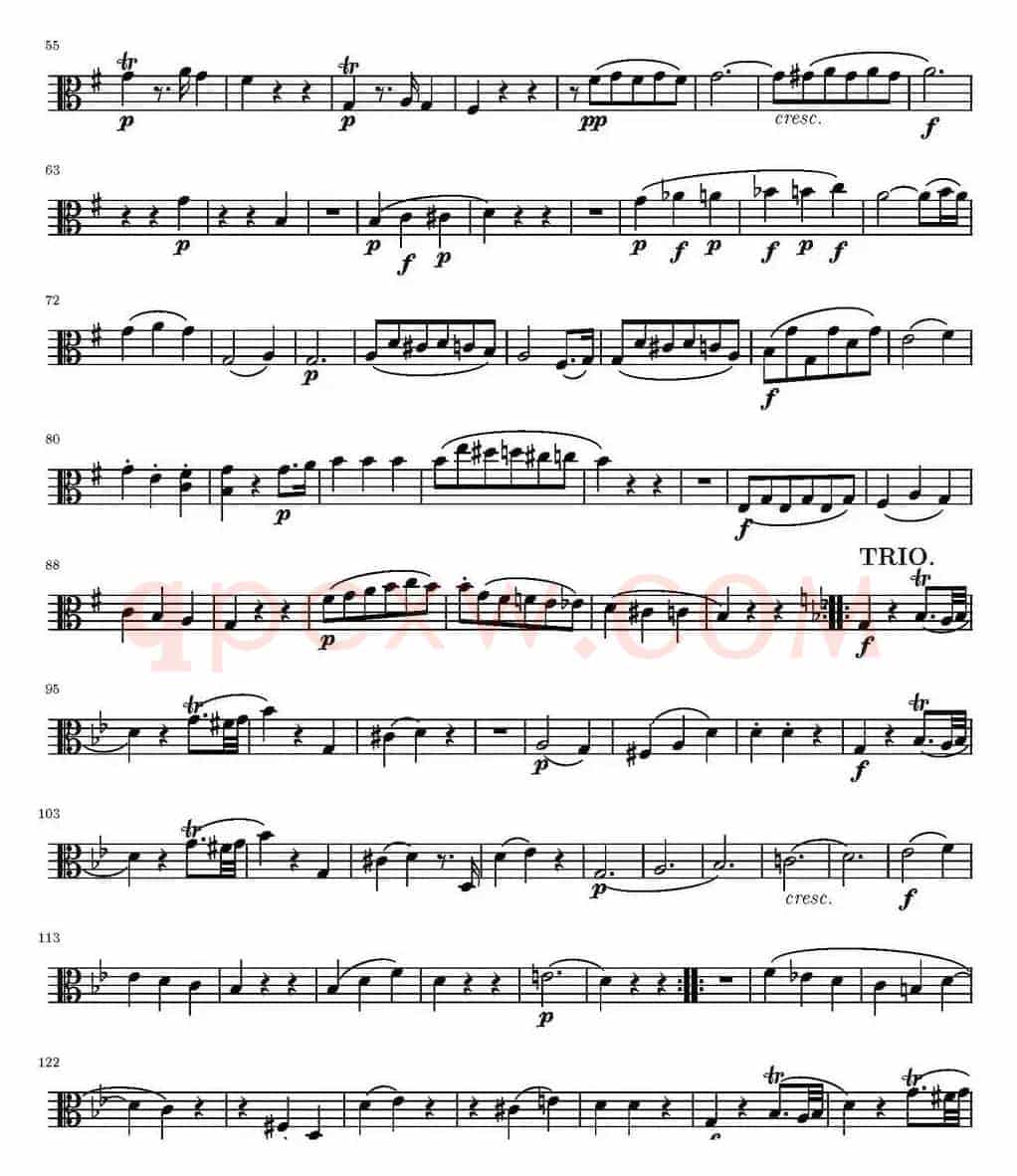 String Quartet KV.387（弦乐四重奏中提琴分谱）