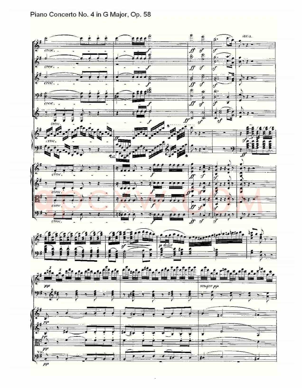 G大调钢琴第四协奏曲 Op.58 第一乐章(总谱)