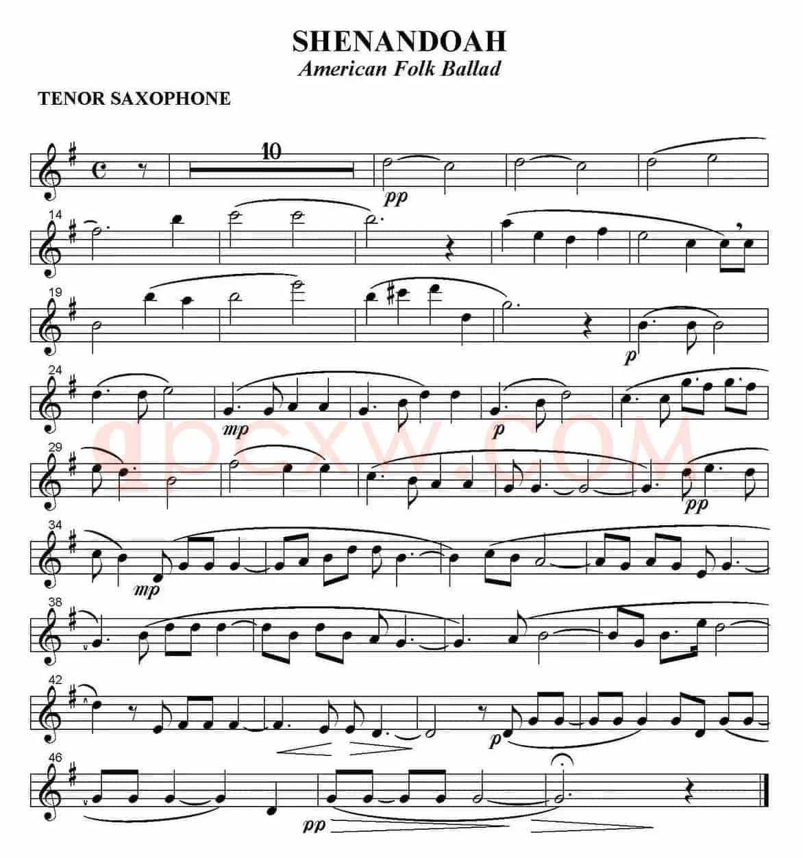 SHENANDOAH（四重奏·次中音萨克斯分谱）