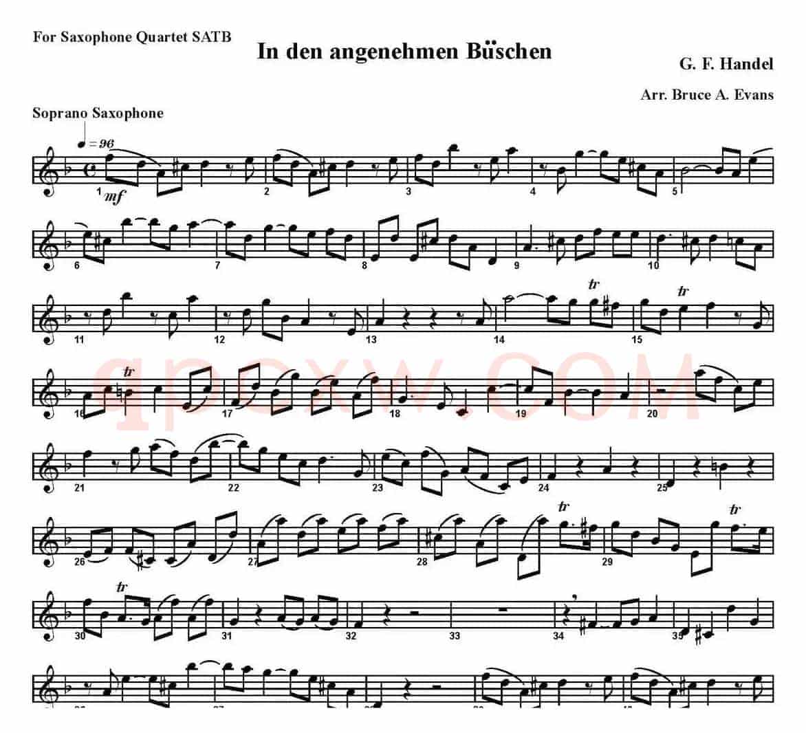 In den angenehmen Buschen（四重奏·高音萨克斯分谱）