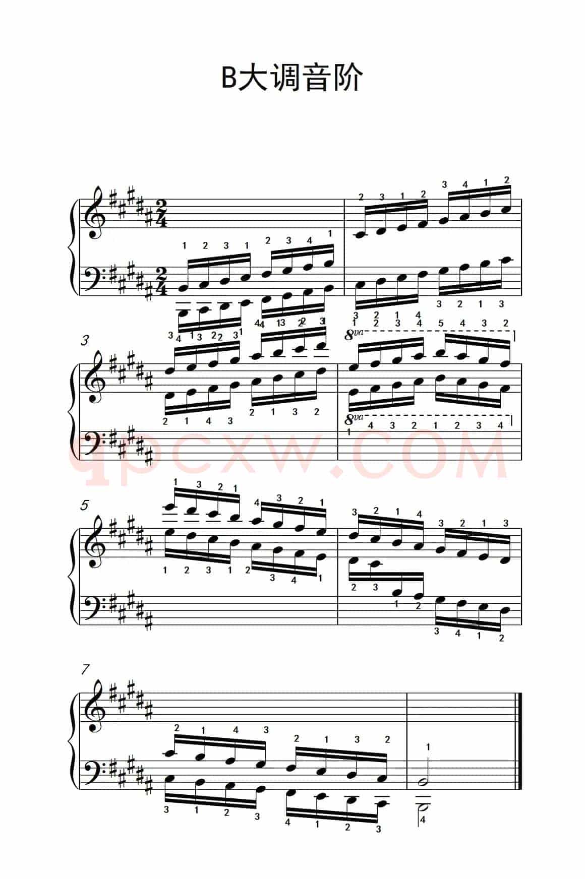第五级 11.B大调音阶（中央音乐学院 钢琴（业余）考级教程 4-6级）