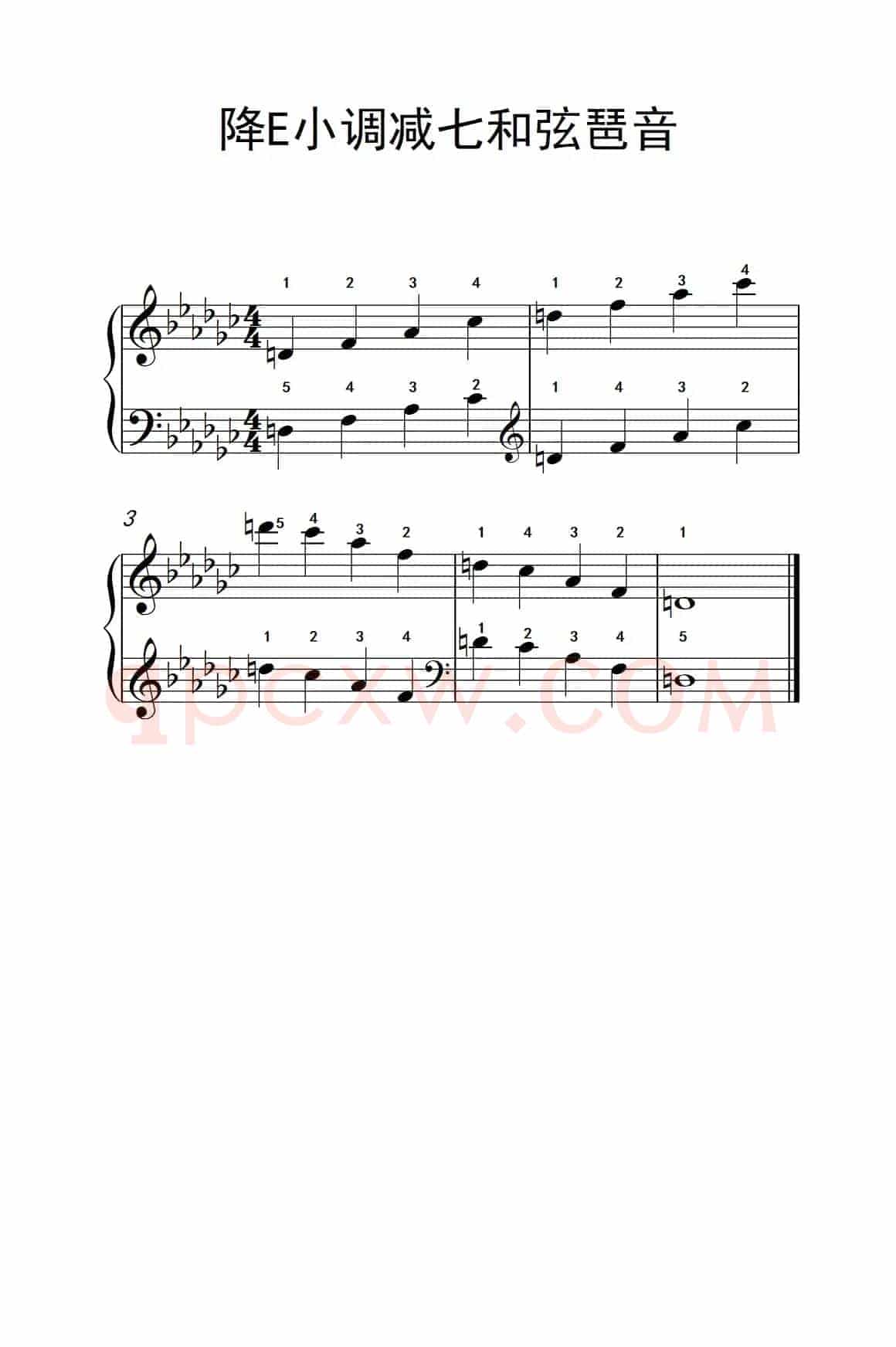 降E小调减七和弦琶音（孩子们的钢琴音阶、和弦与琶音 2）