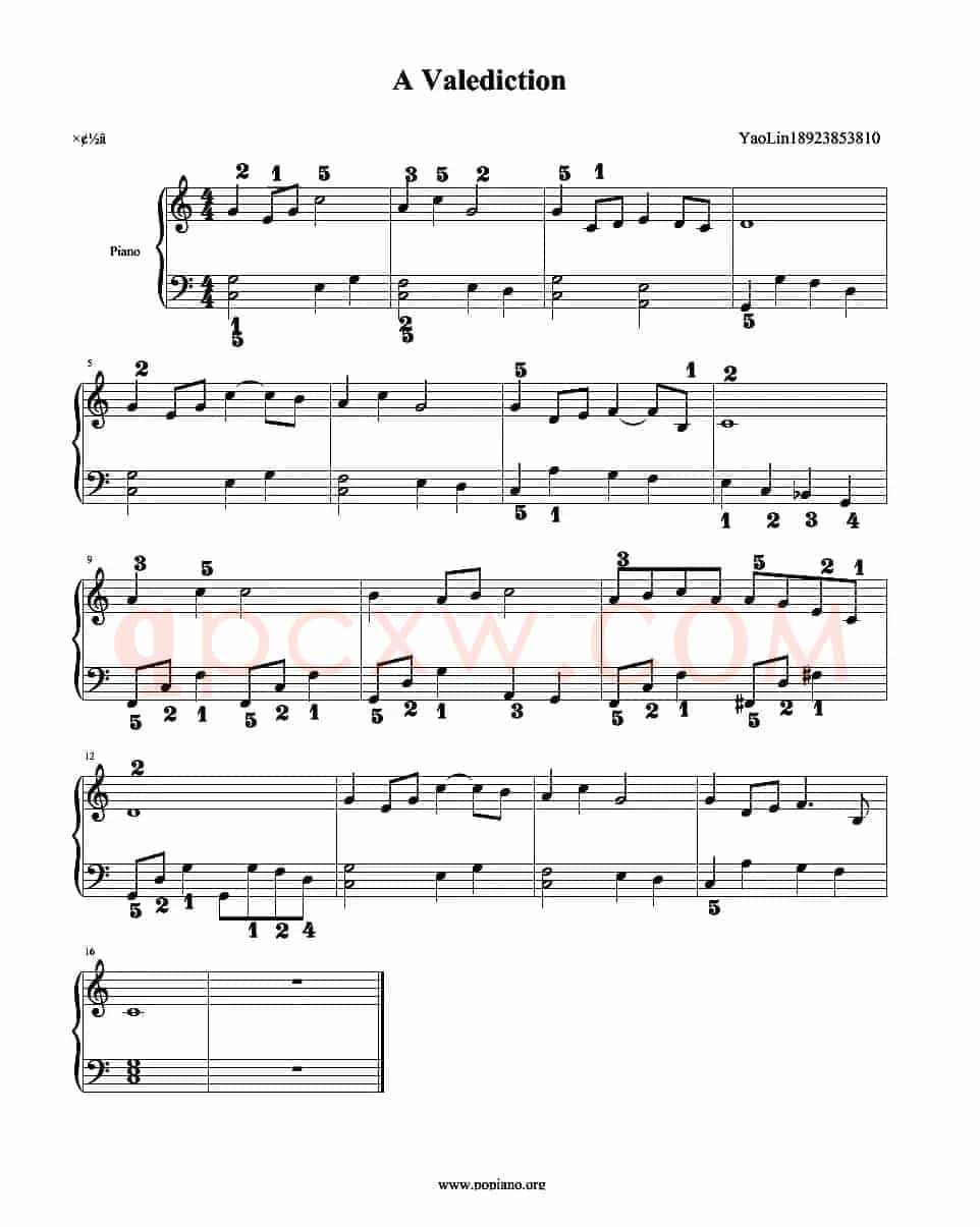 送别（超简钢琴曲、姚琳编配版）