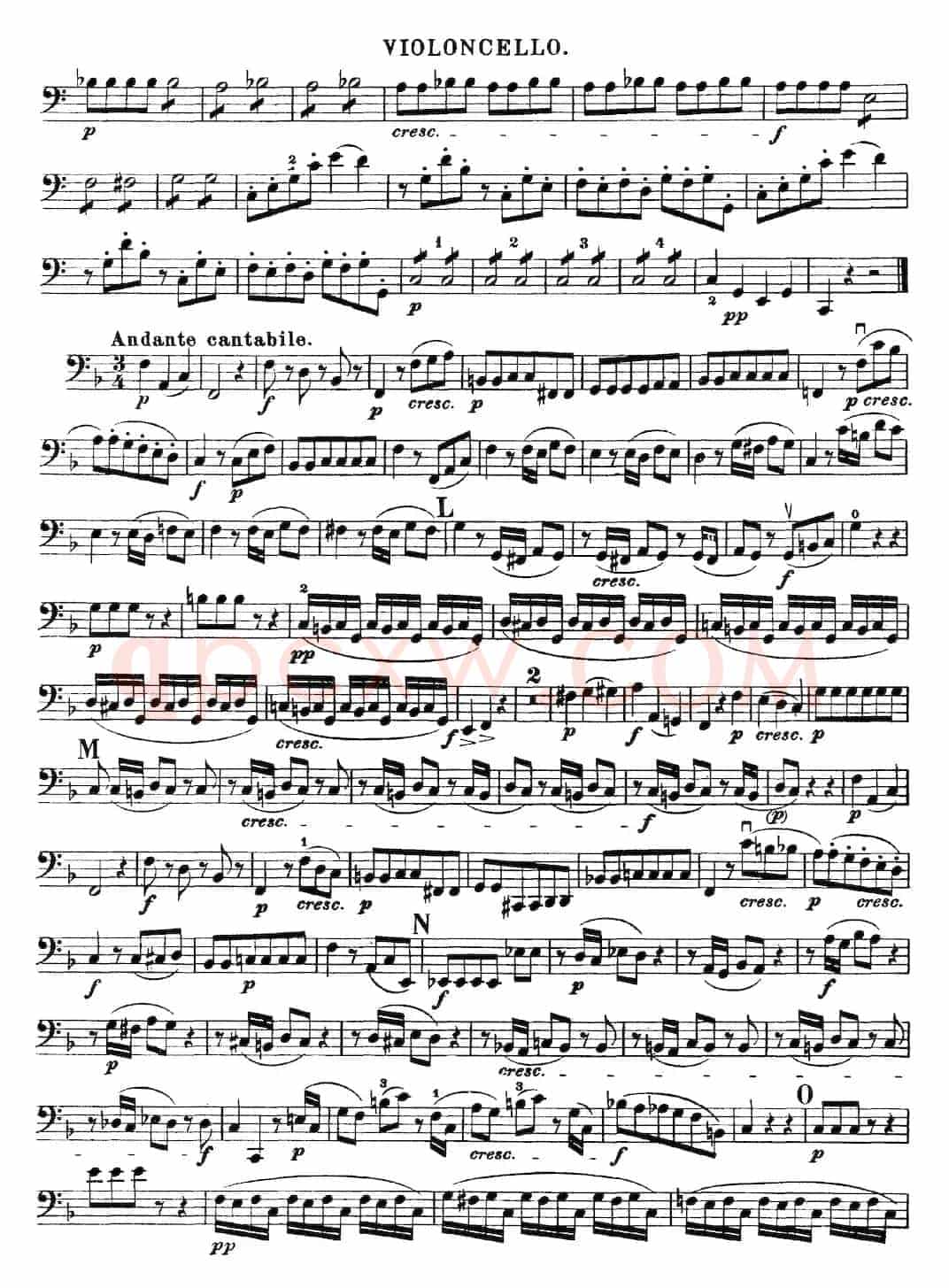 Mozart《Quartet No.19 in C Major,K.465》（Cello分谱）