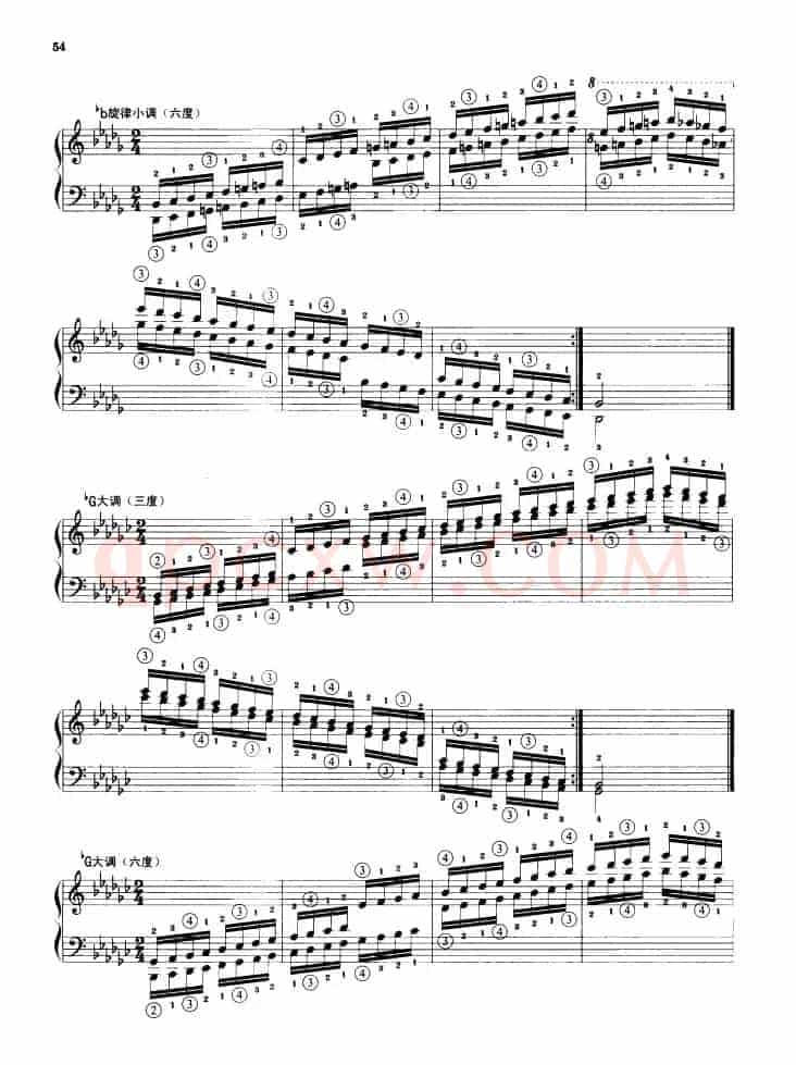 钢琴音阶练习：三度、六度同向四个八度