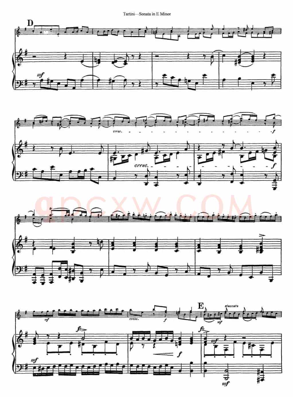 Violin Sonata in E Minor（小提琴+钢琴伴奏）