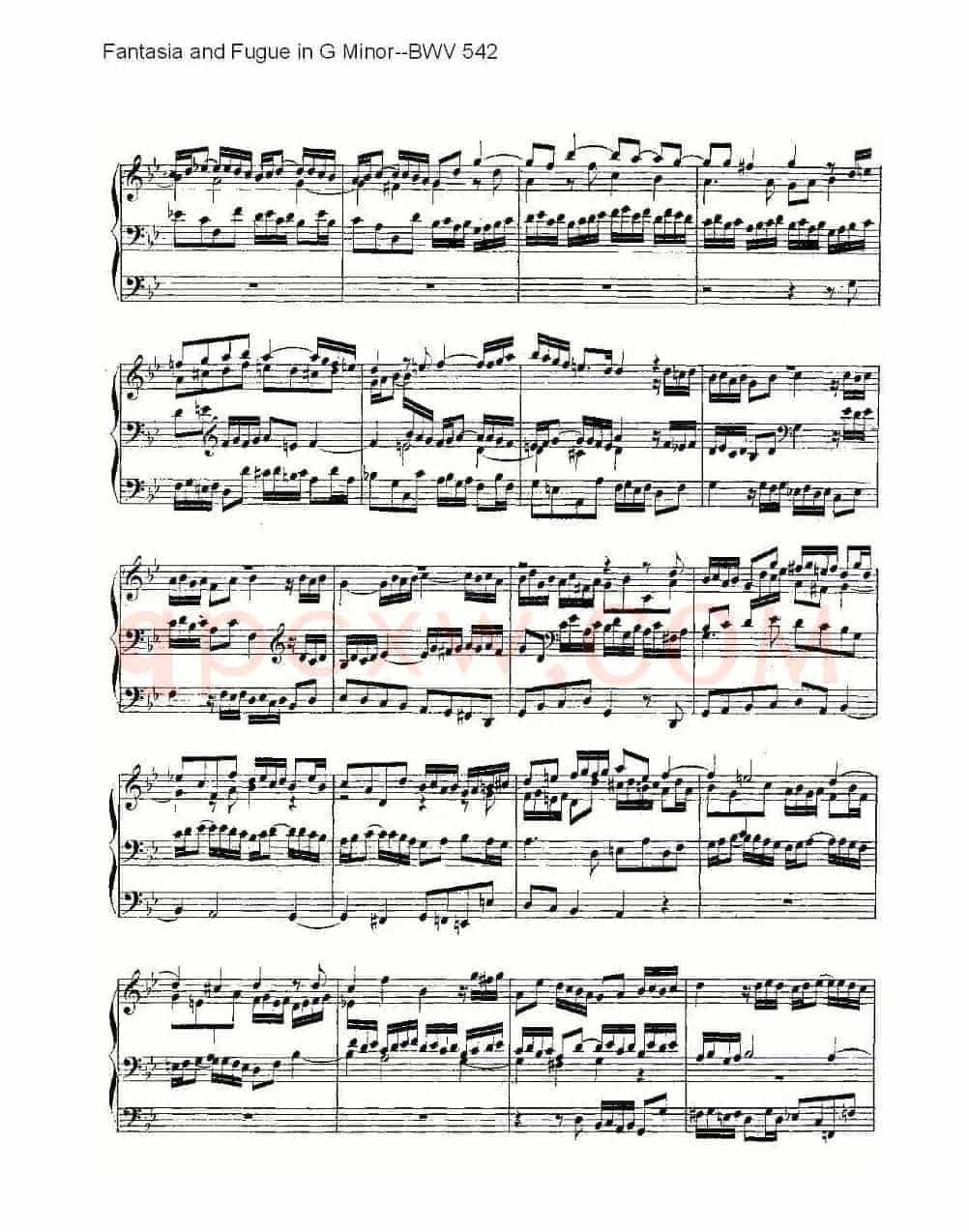 Fantasia and Fugue in G Minor--BWV 542 (管风琴谱)