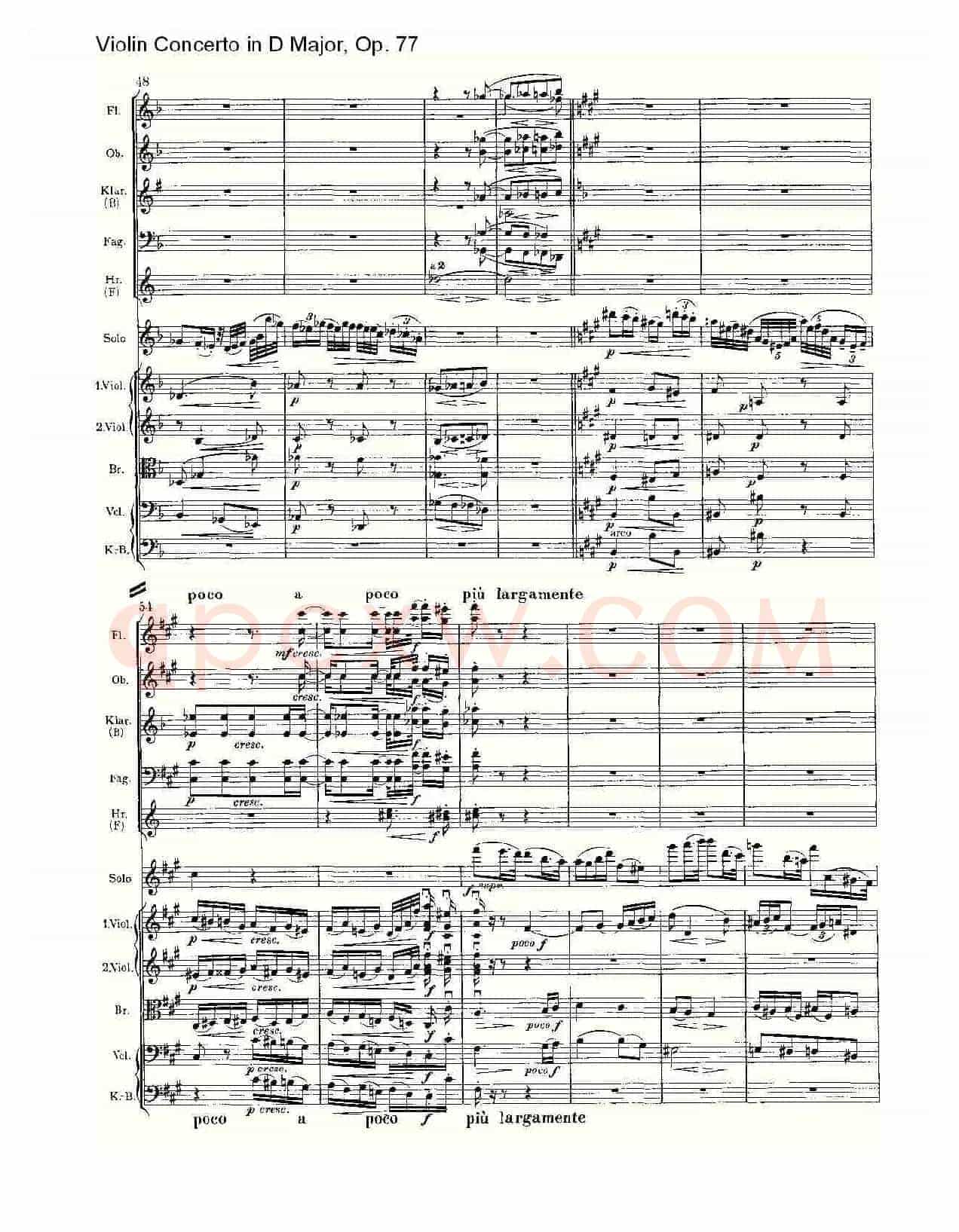 D大调小提琴协奏曲, Op.77第二乐章
