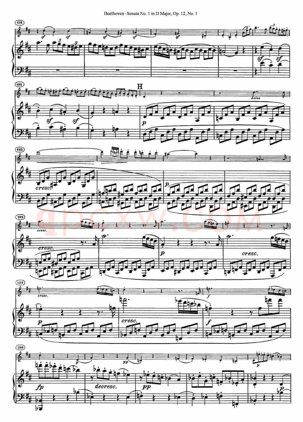 Violin Sonata No.1 in D Major Op.12 No.1（小提琴+钢琴伴奏）
