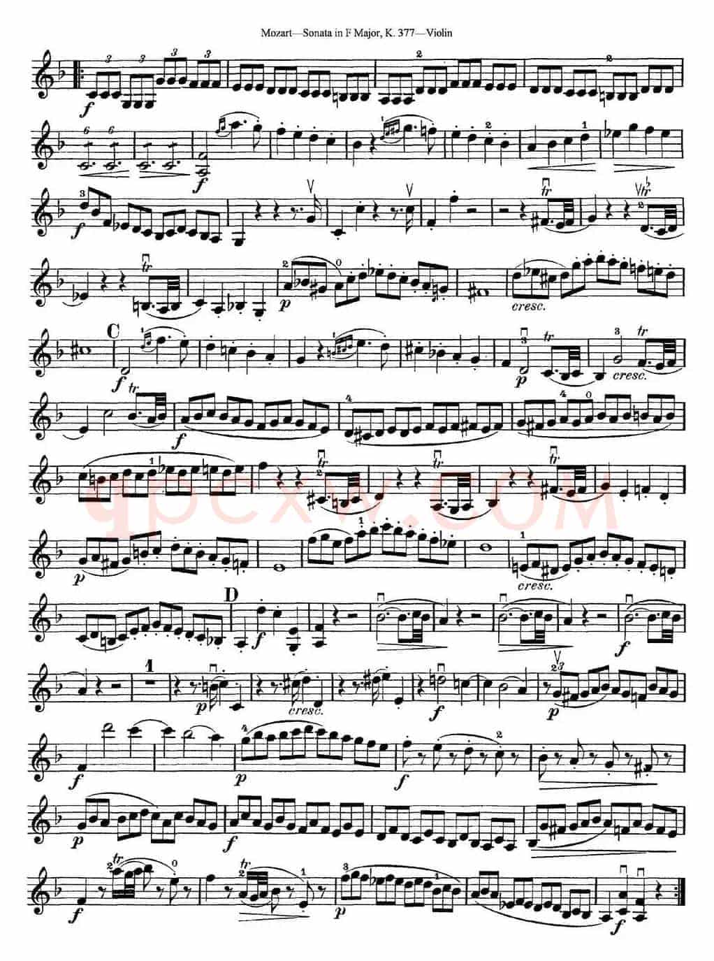 Violin Sonata in F Major K.377