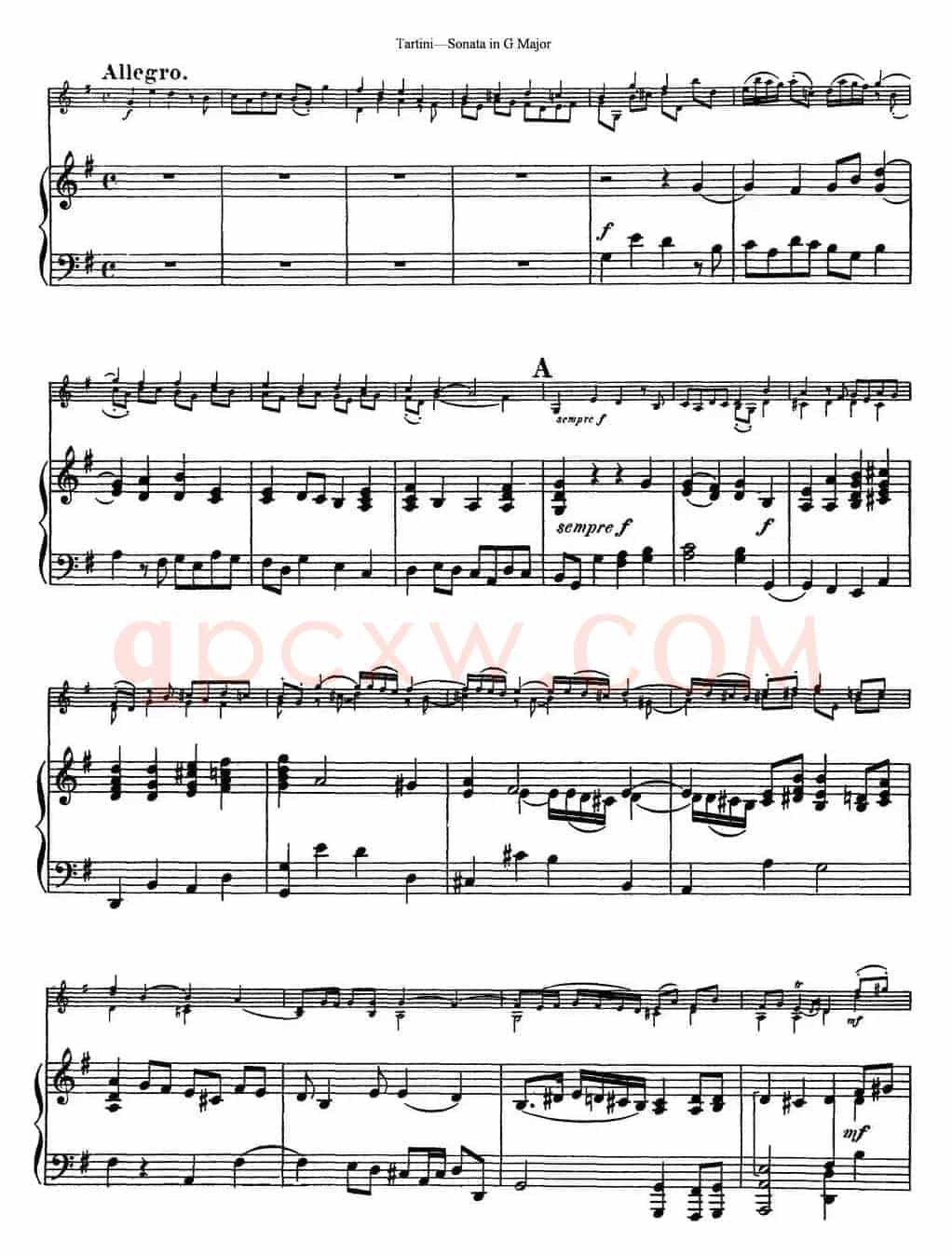 Violin Sonata in G Major（小提琴+钢琴伴奏）