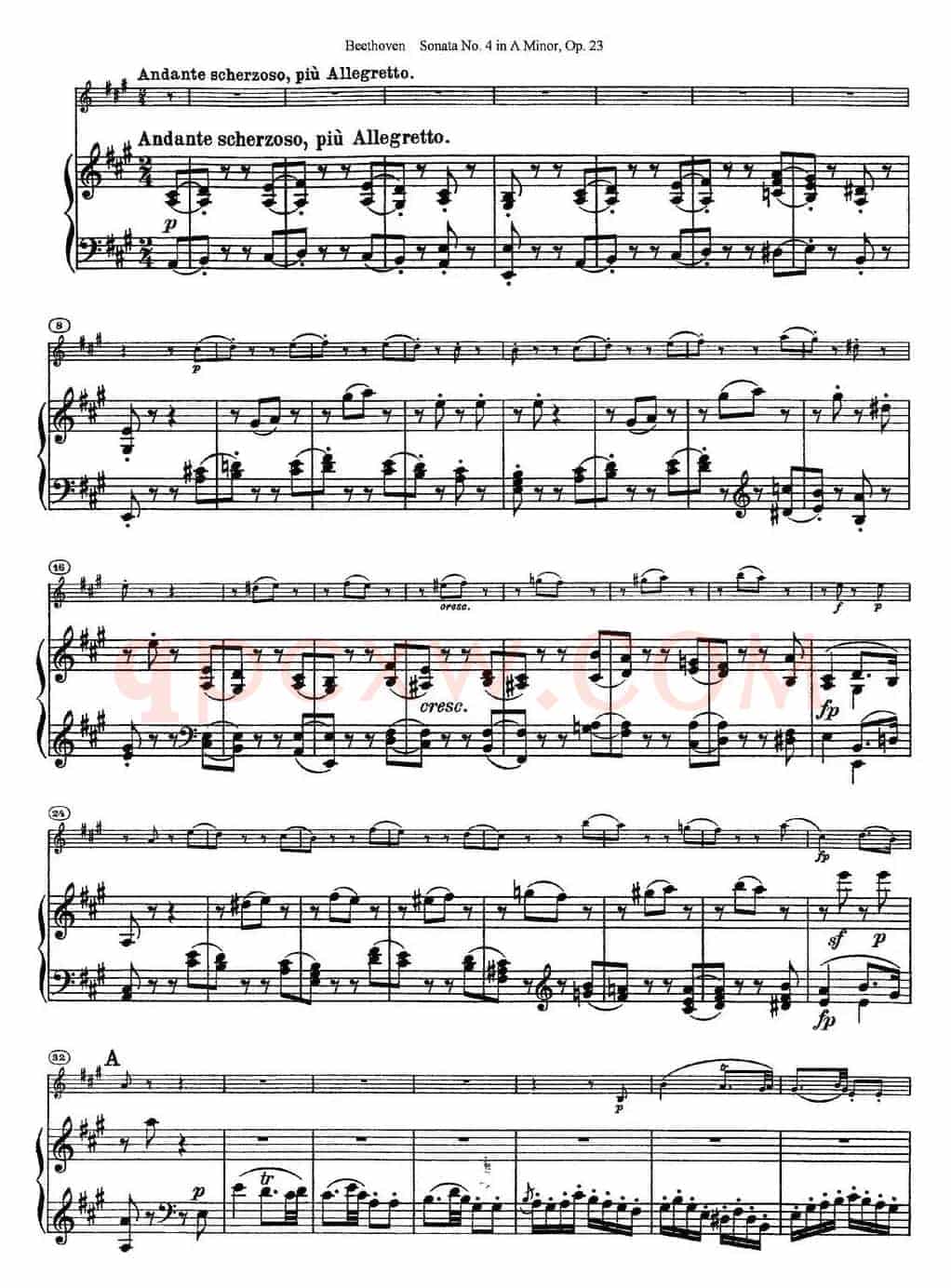 Violin Sonata No.4 in A Minor Op.23（小提琴+钢琴伴奏）