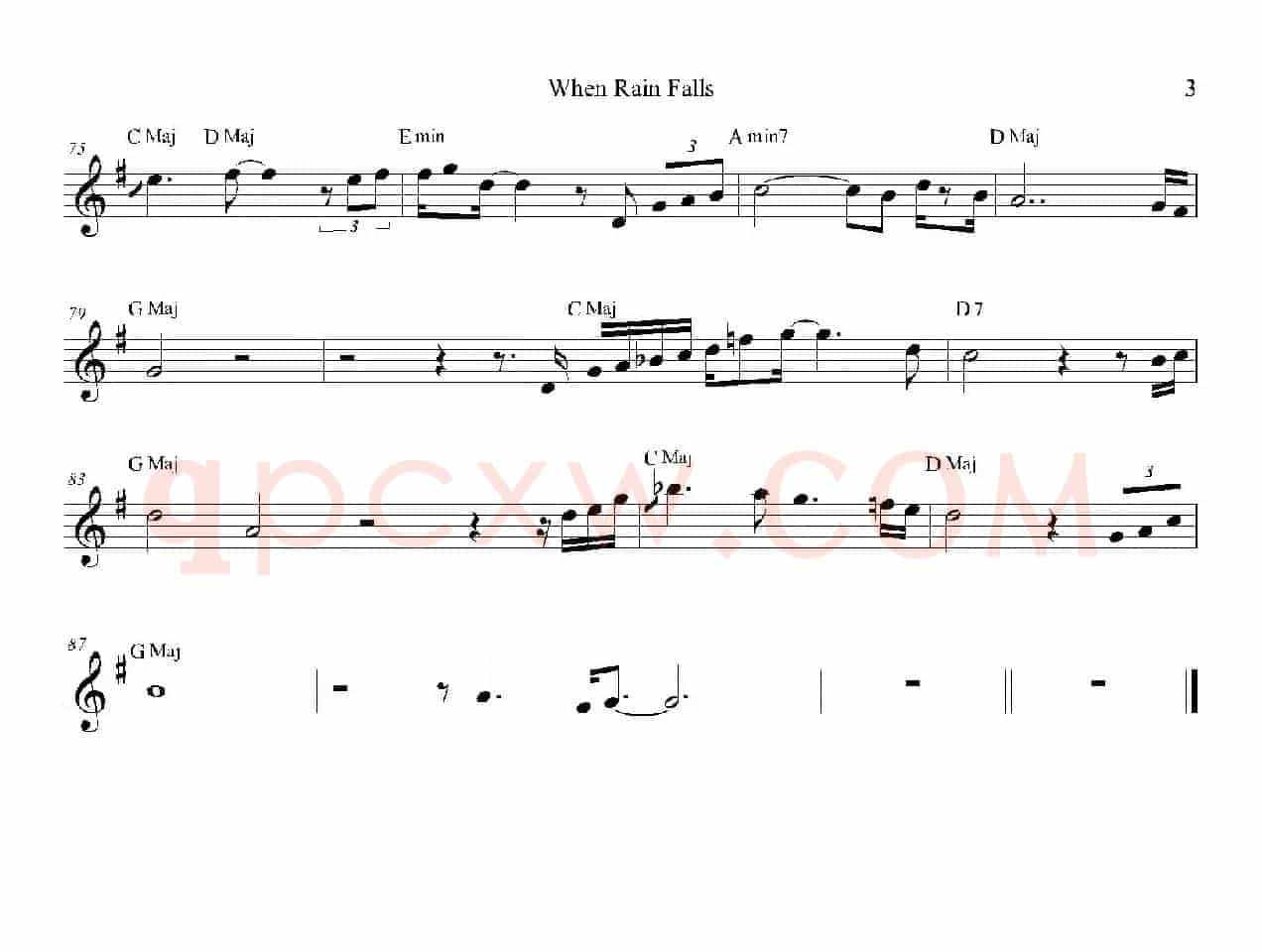 When Rain Falls（次中音萨克斯）