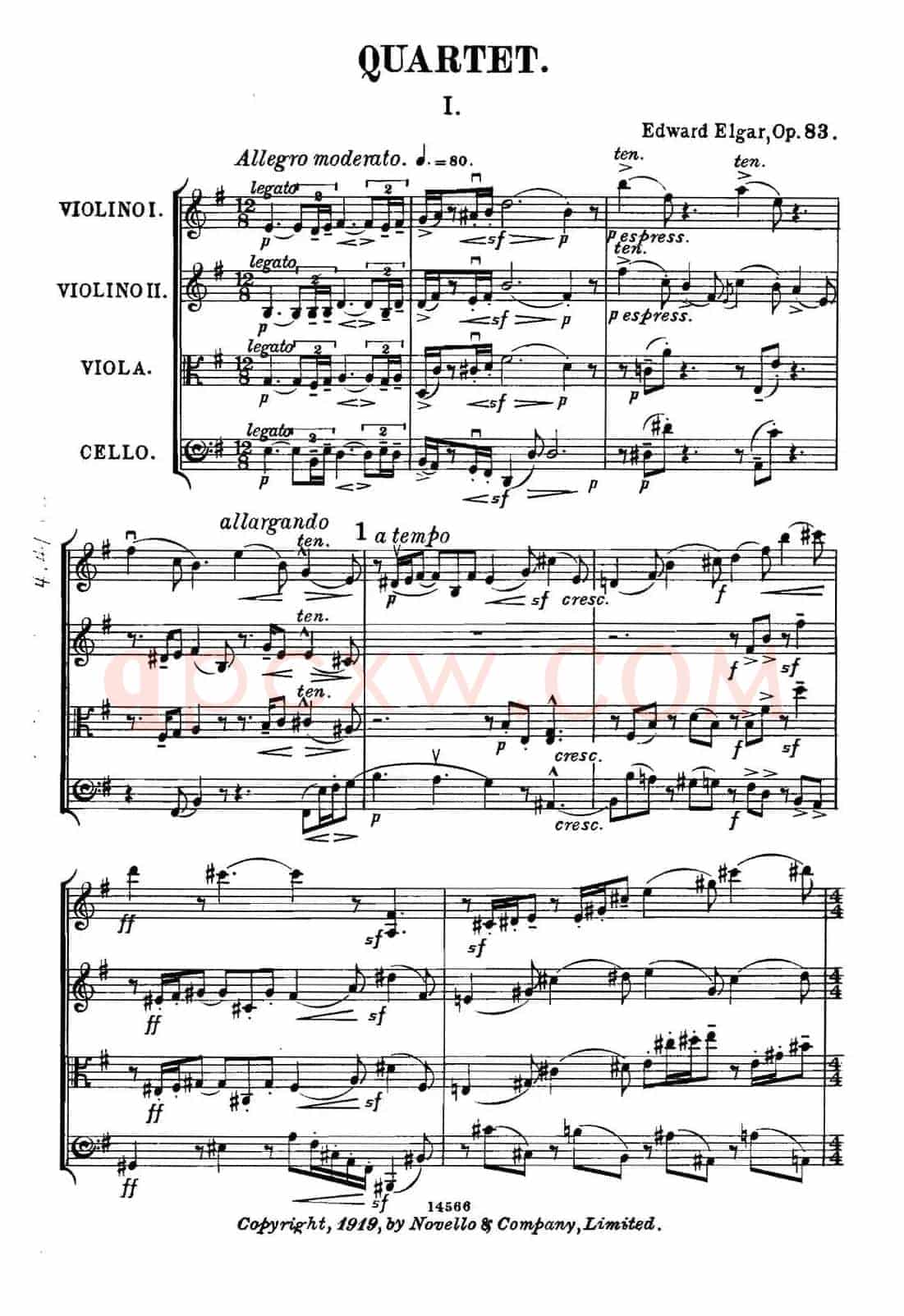 QUARTET Op.83(第一部分)(弦乐四重奏)