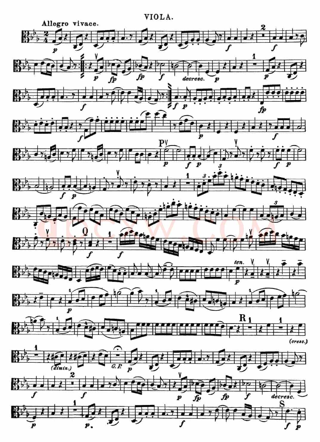 Mozart《Quartet No.16 in Eb Major,K.428》（Viola分谱）