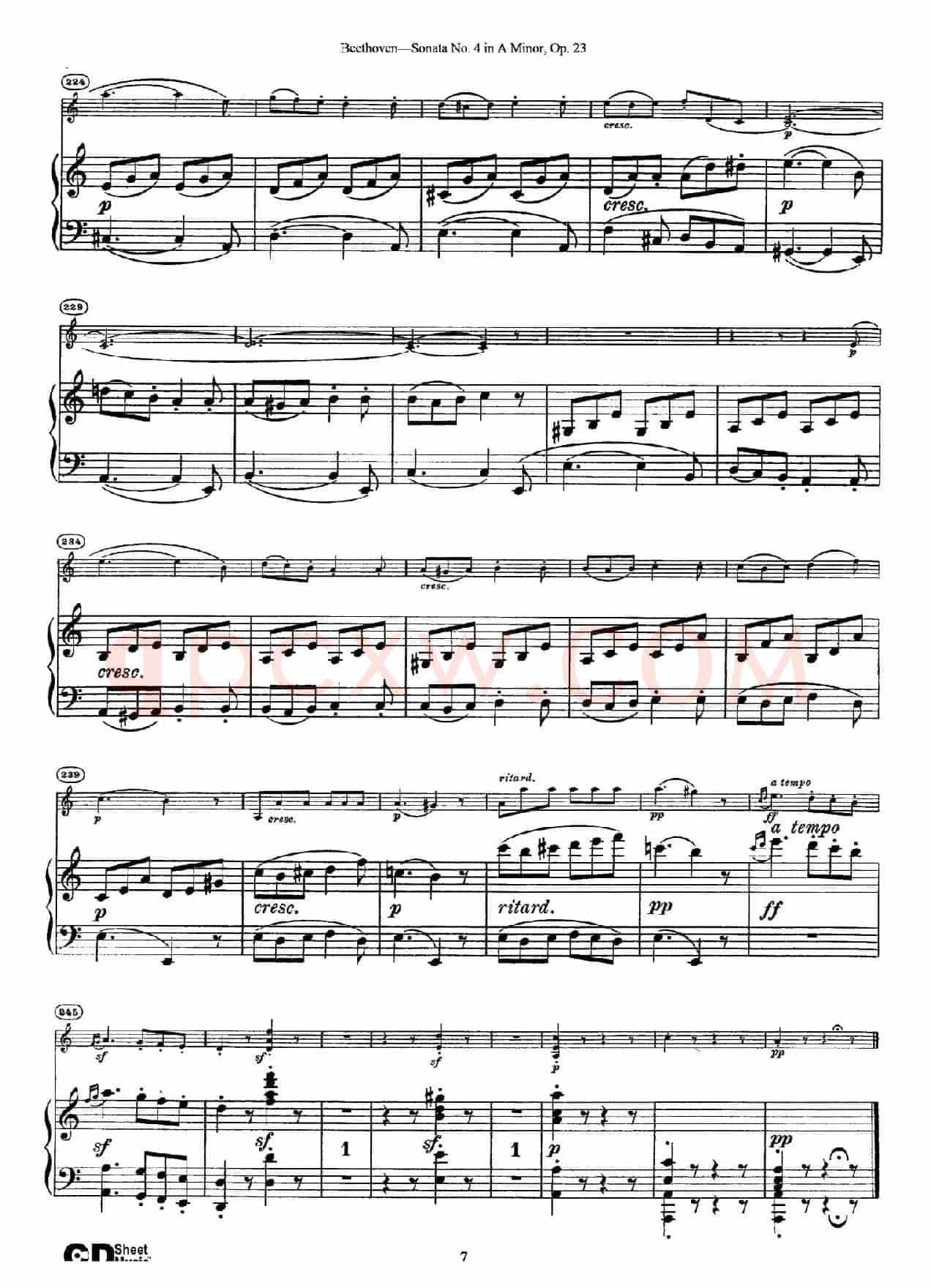 A小调第四小提琴奏鸣曲（Sonata No.4 in A Minor Op.23）（小提琴+钢琴伴奏）