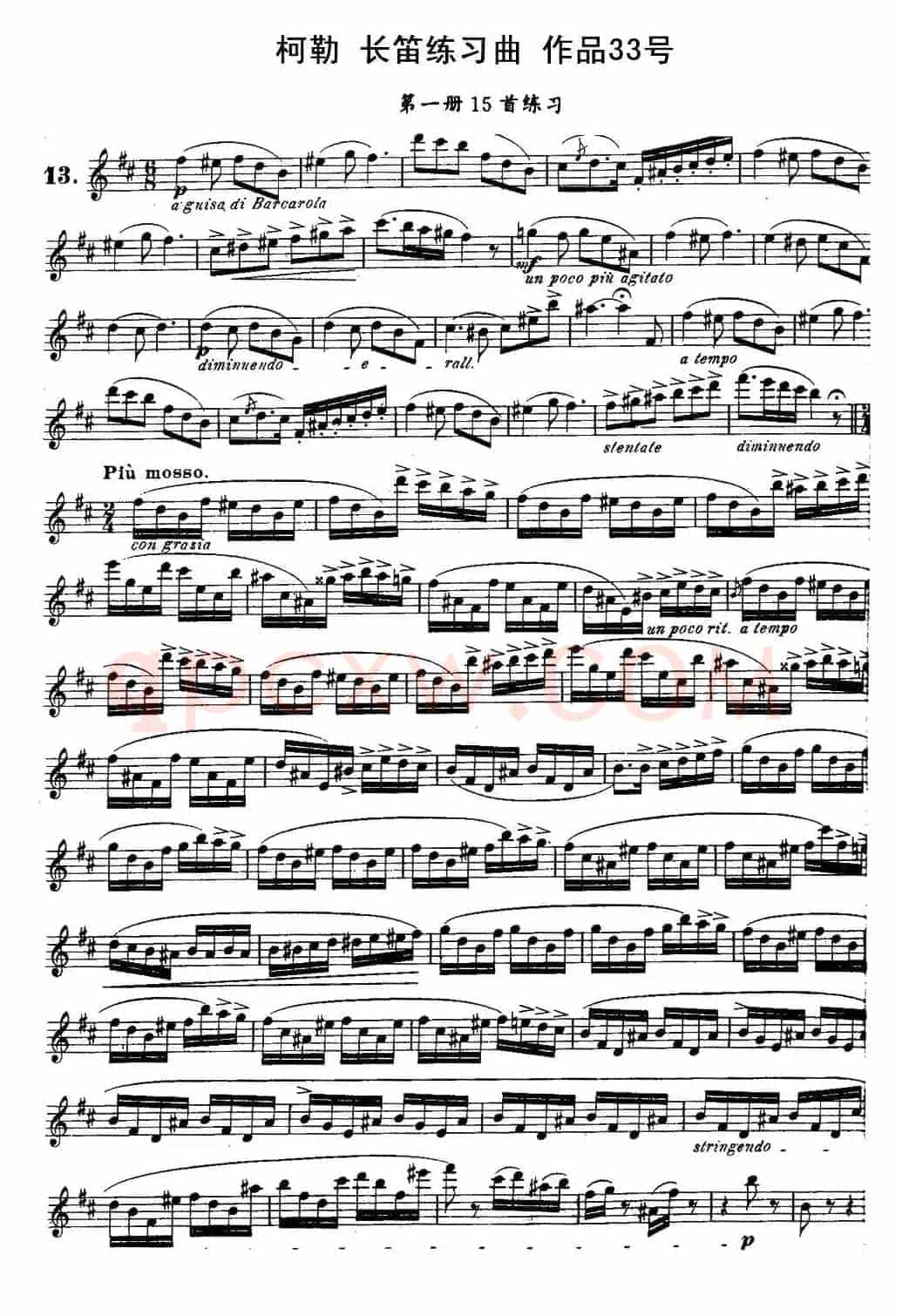 柯勒长笛练习曲作品33号(第一册)(13)