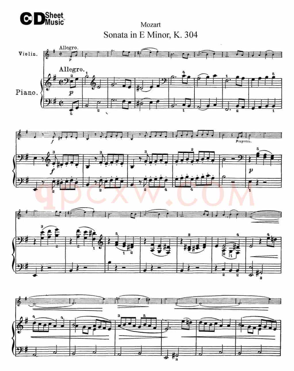 Violin Sonata in E Minor K.304（小提琴+钢琴伴奏）