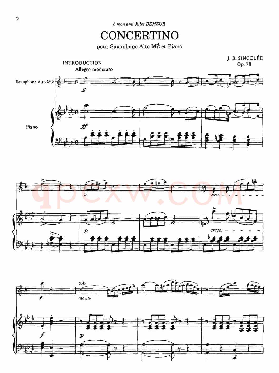 CONCERTino Op.78（萨克斯+钢琴伴奏）
