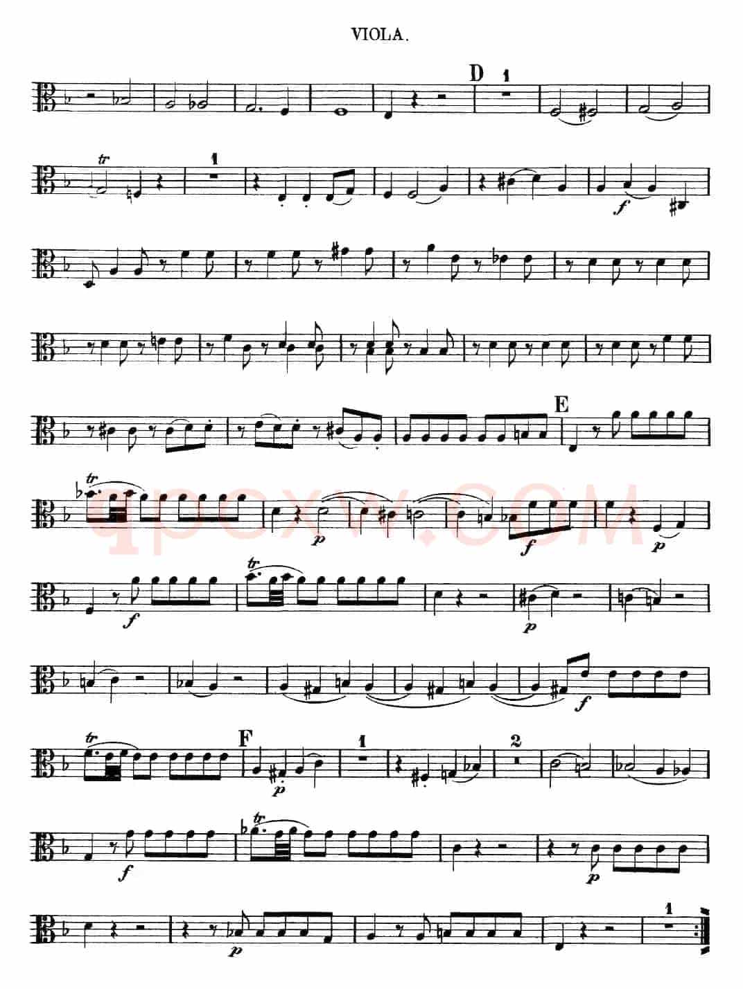 Mozart《Quartet No.13 in D Minor,K.173》（Viola分谱）