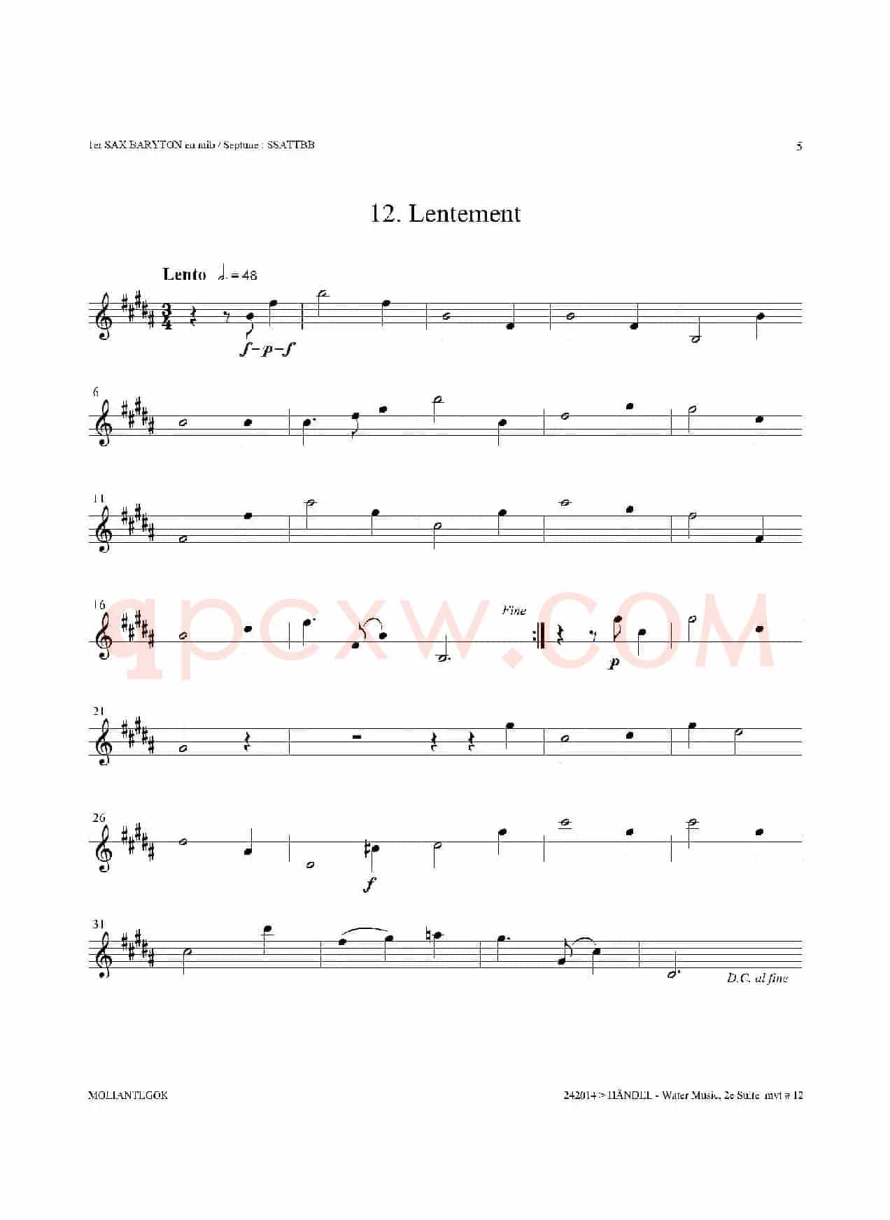 Water Music（HWV.349 No.2）（第一上低音萨克斯）
