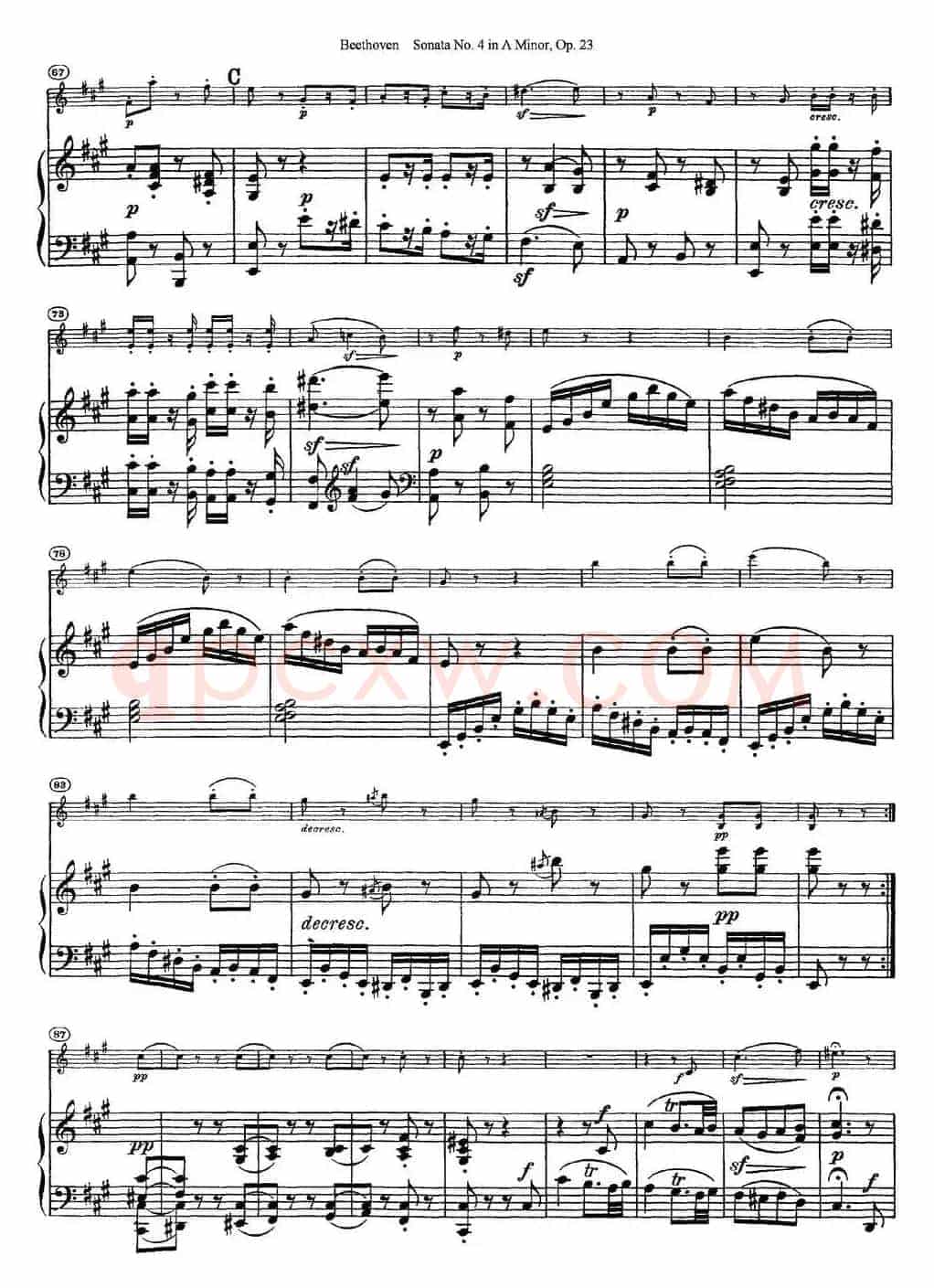 Violin Sonata No.4 in A Minor Op.23（小提琴+钢琴伴奏）
