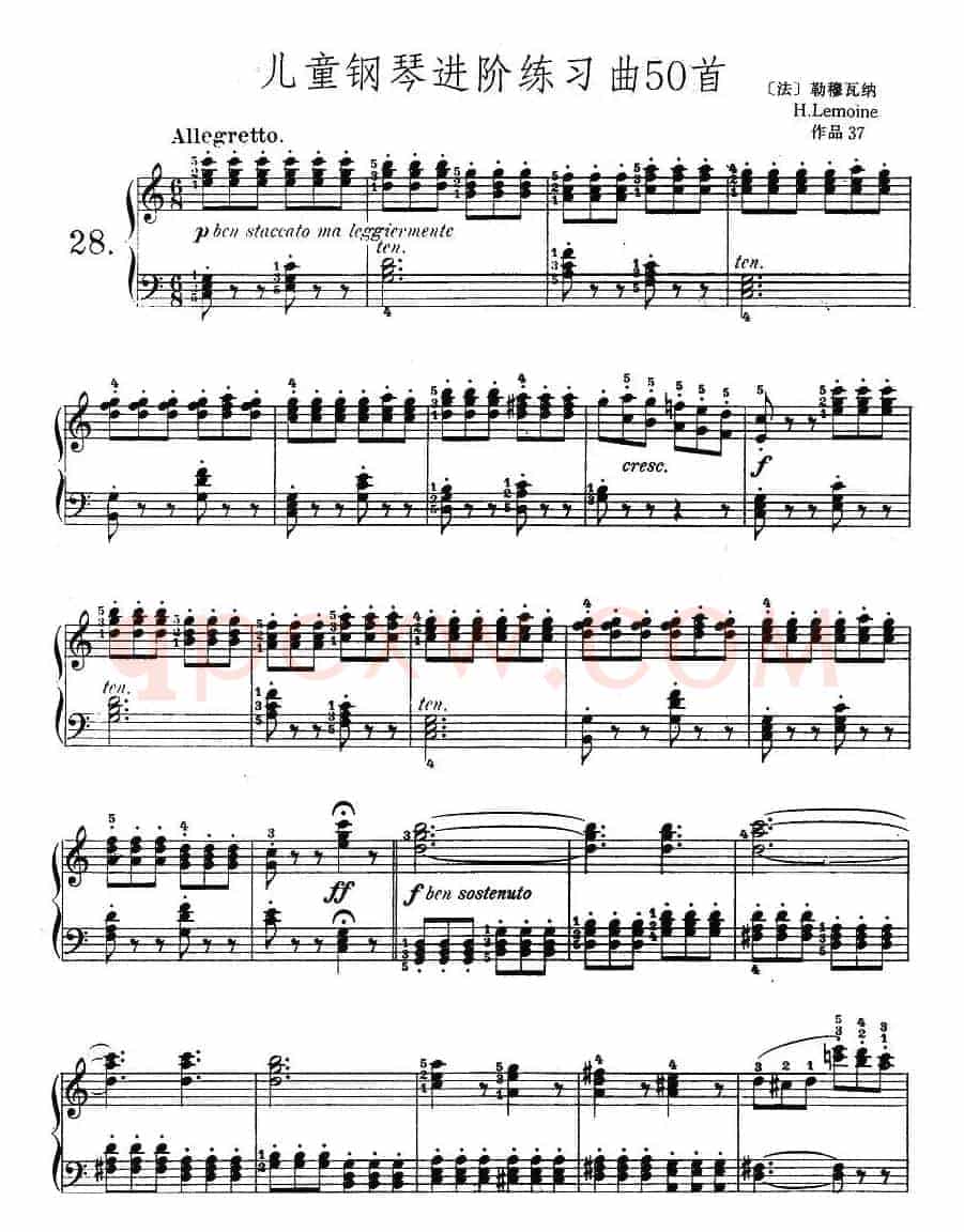 儿童钢琴进阶练习曲50首之28