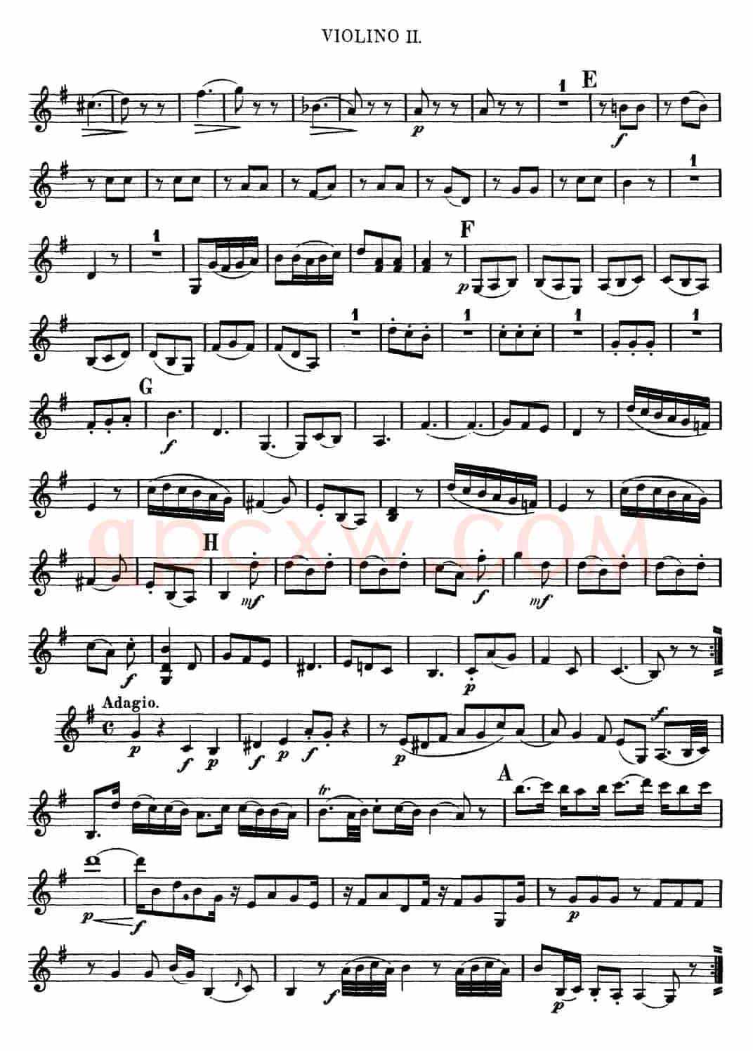 Mozart《Quartet No.3 in G Major,K.156》（Violin 2分谱）
