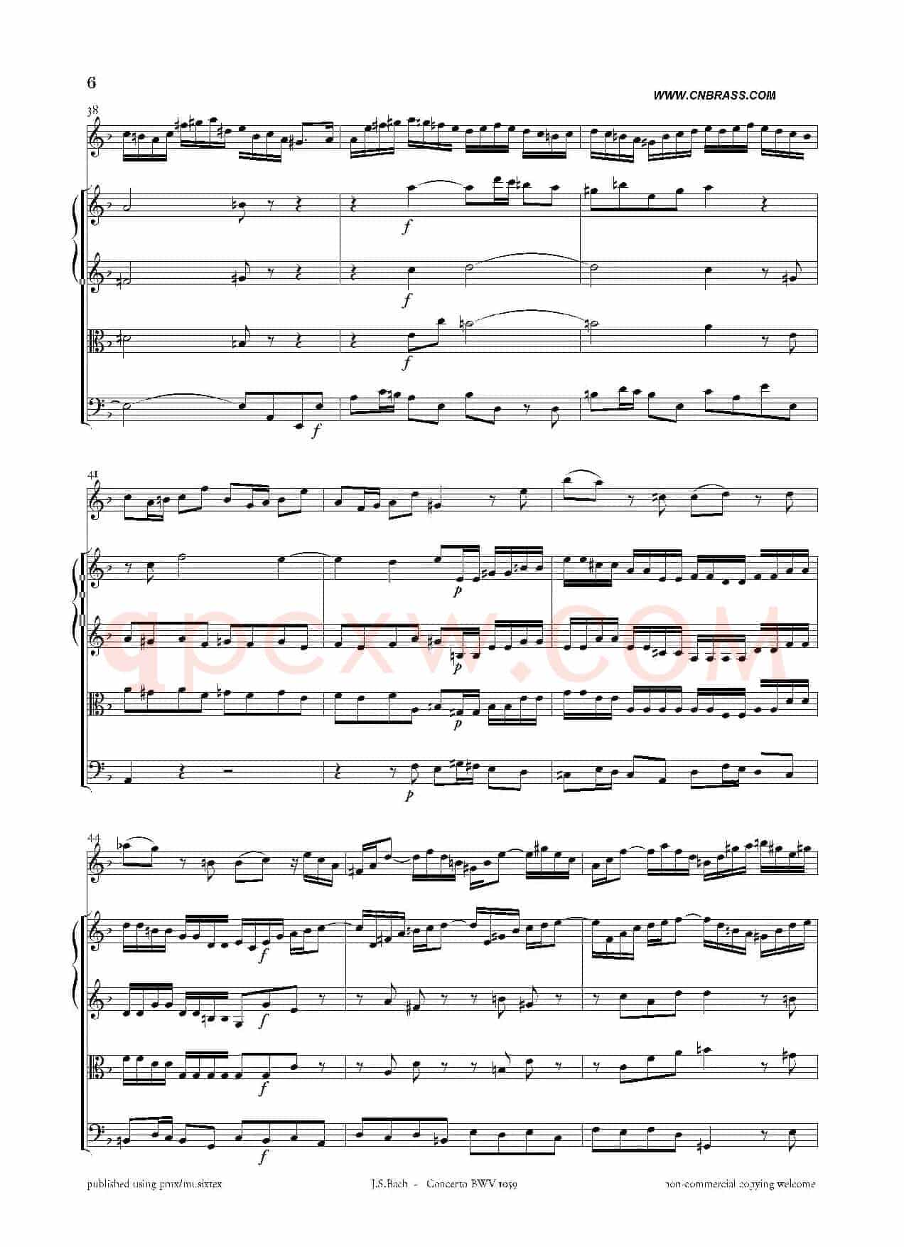 Concerto BWV 1059（双簧管与弦乐D小调协奏曲）
