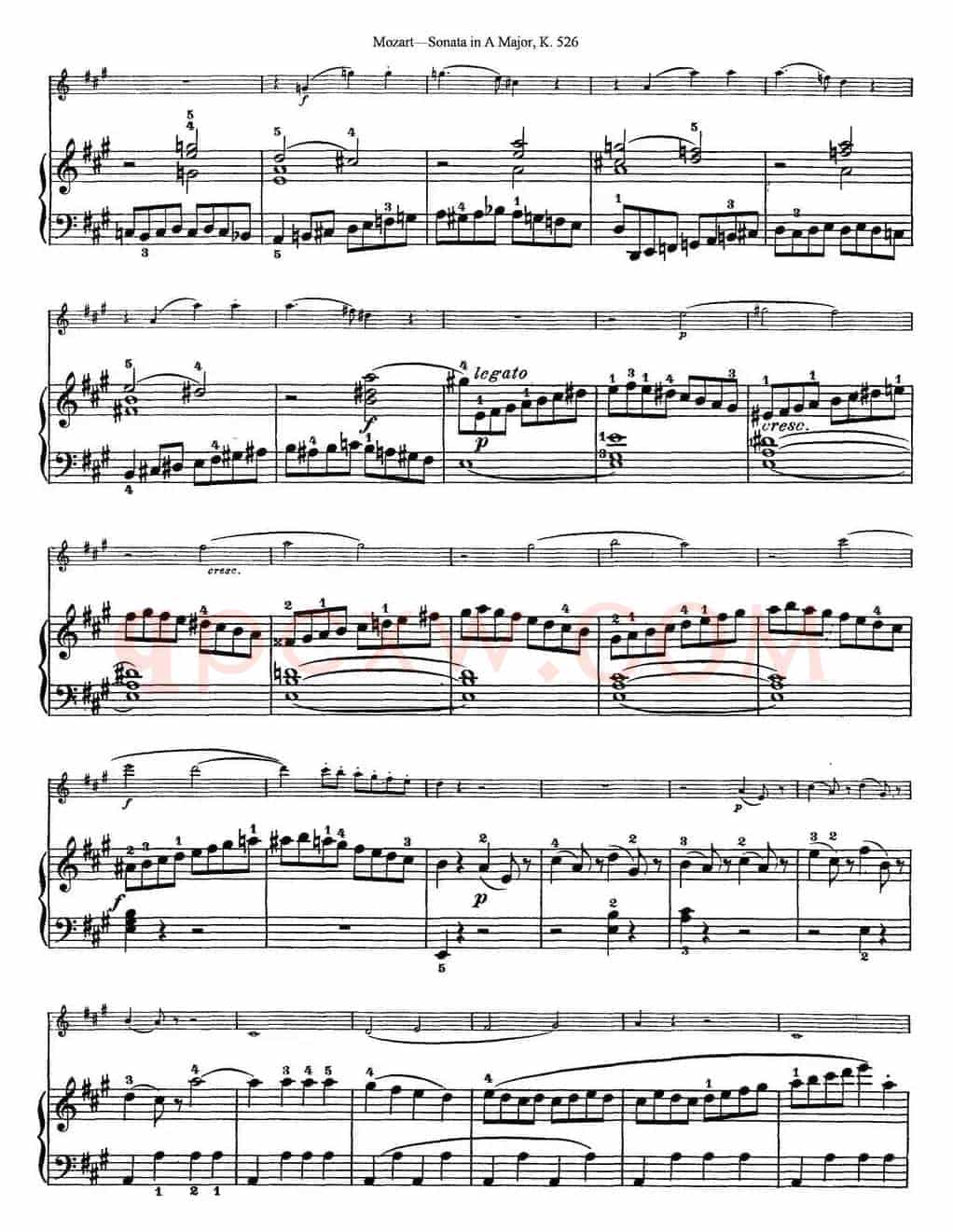 Violin Sonata in A Major K.526（小提琴+钢琴伴奏）