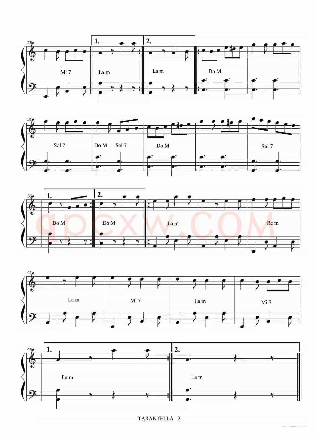 塔兰泰拉舞曲（手风琴五线谱）