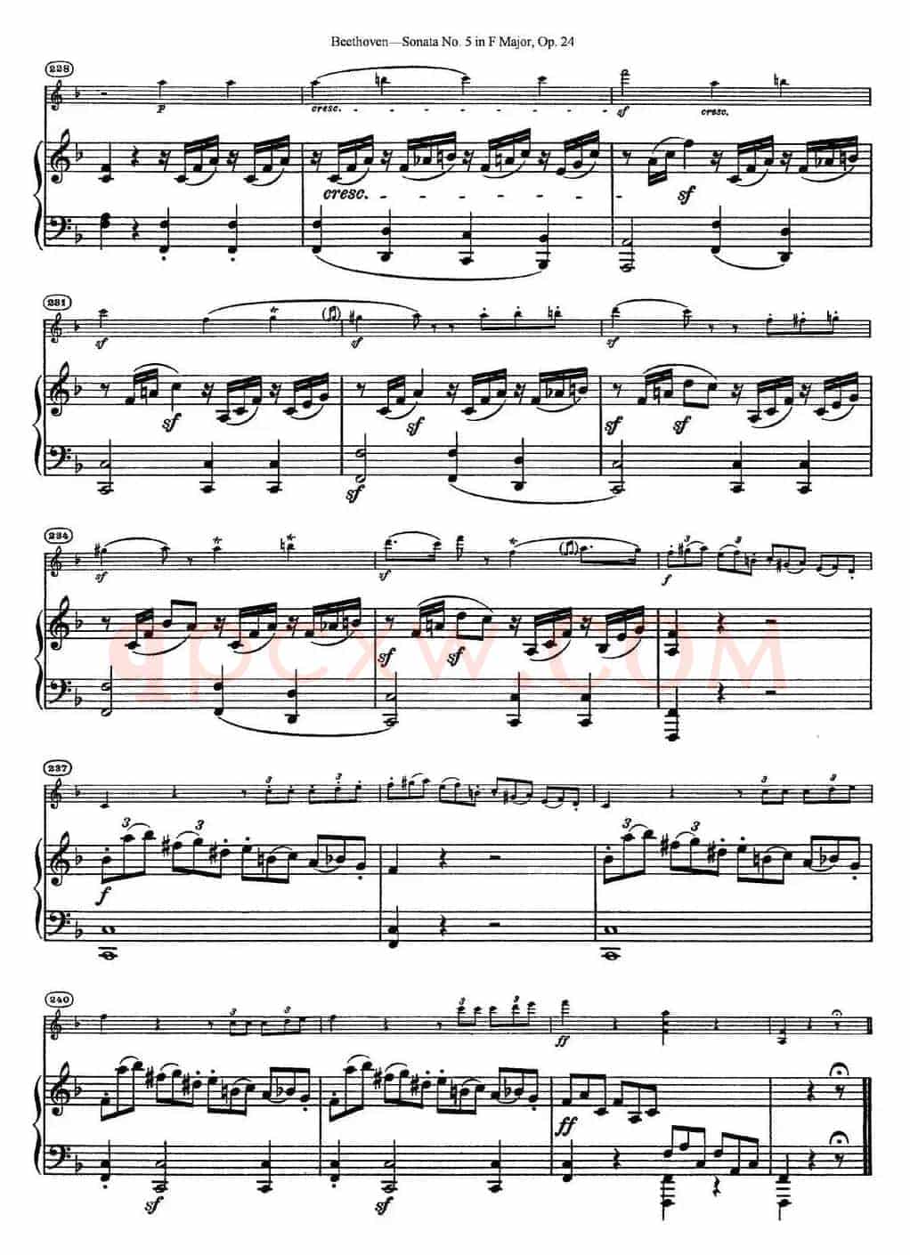 Violin Sonata No.5 in F Major Op.24（小提琴+钢琴伴奏）
