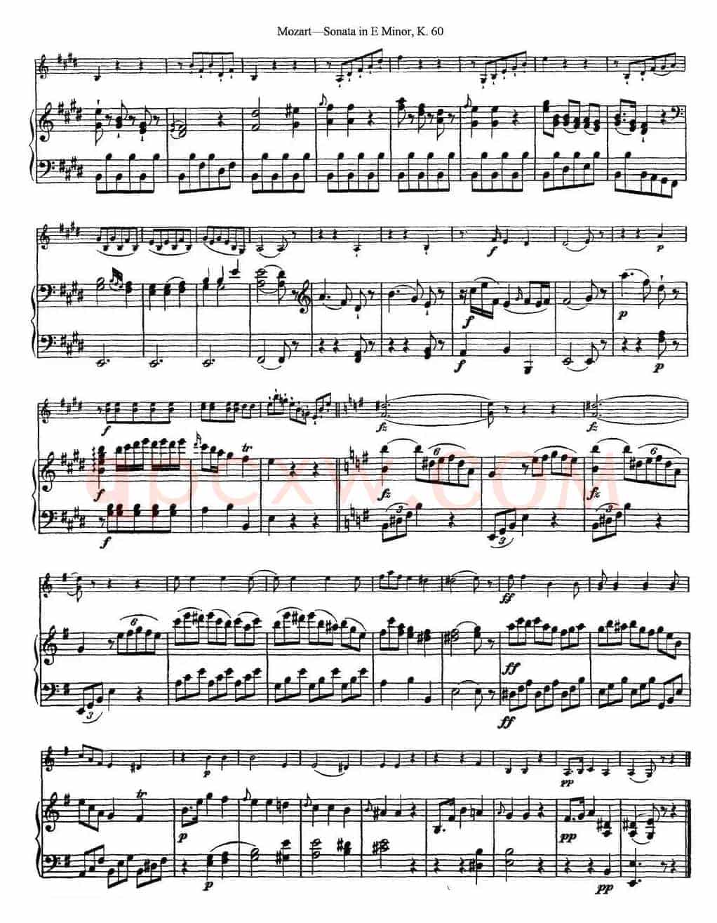Violin Sonata in E Minor K.60（小提琴+钢琴伴奏）