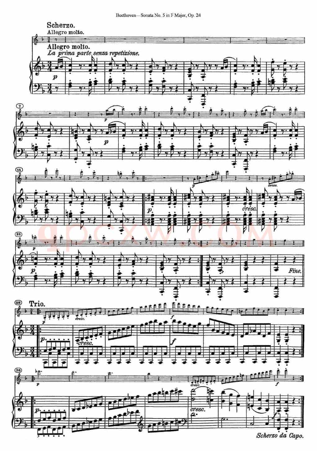 Violin Sonata No.5 in F Major Op.24（小提琴+钢琴伴奏）