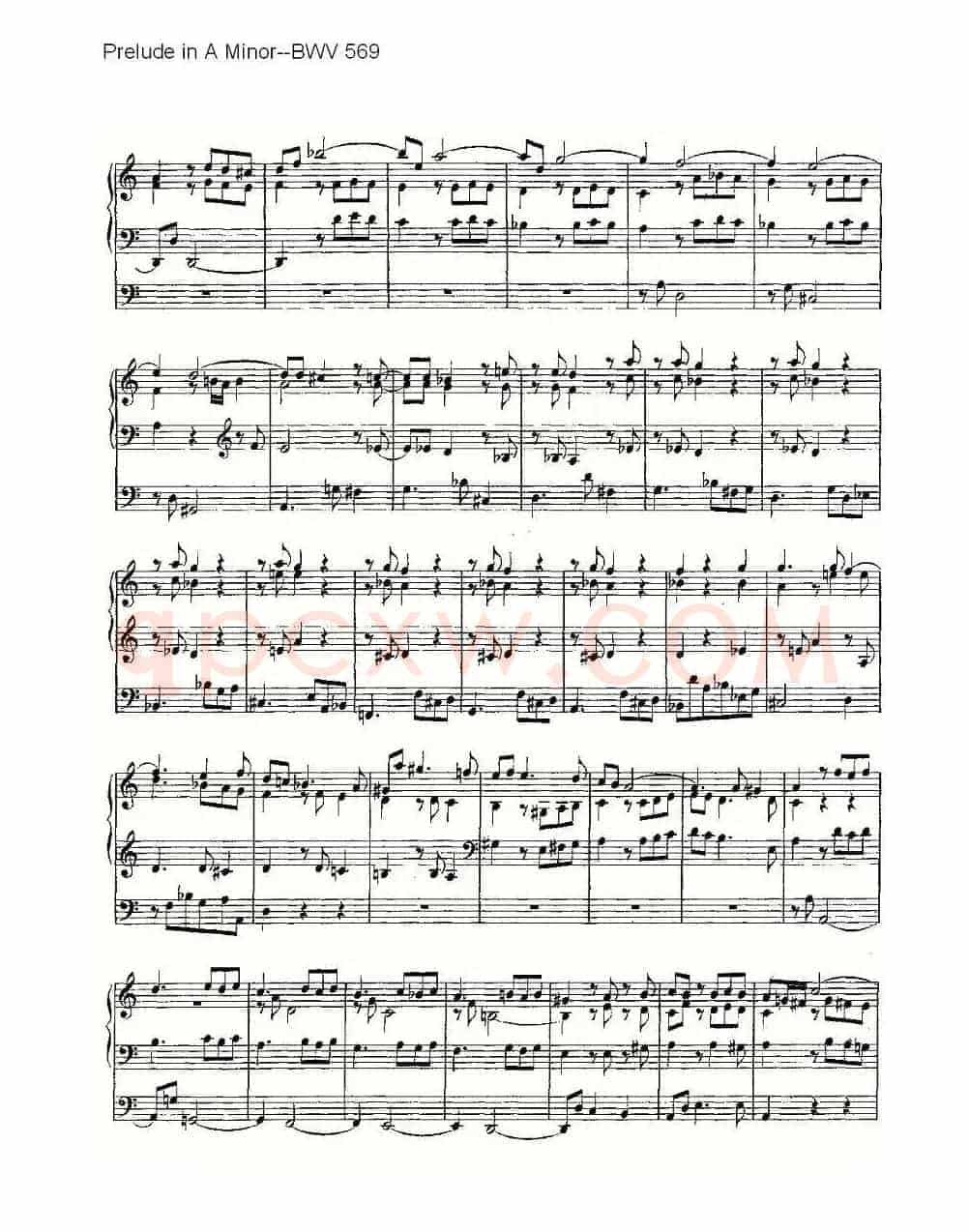Prelude in A Minor--BWV 569 (管风琴谱)