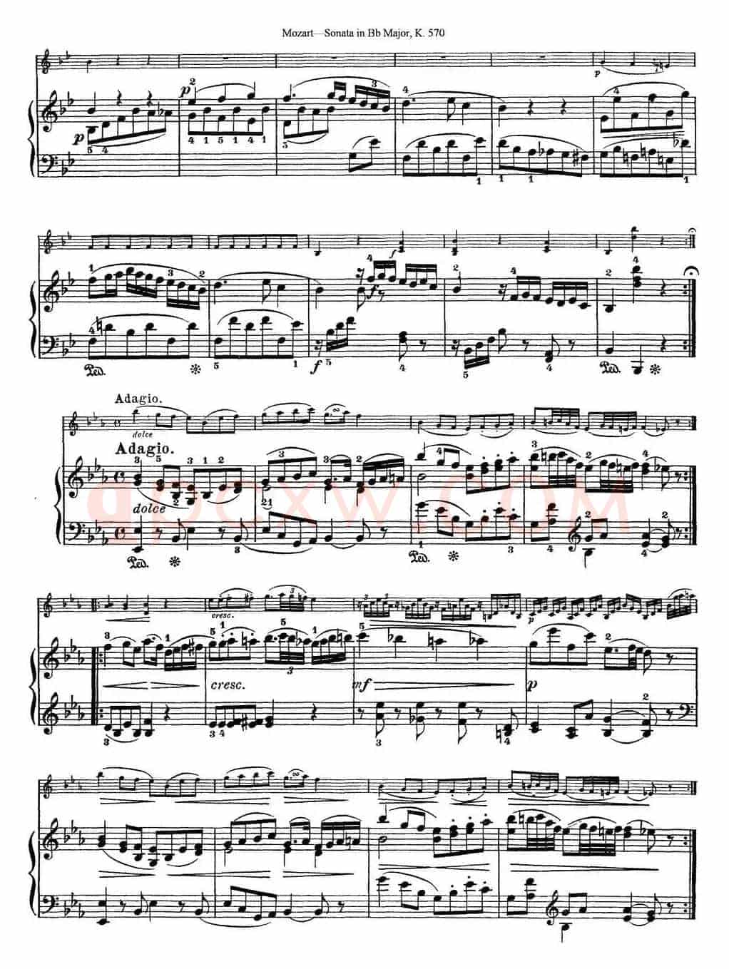 Violin Sonata in Bb Major K.570（小提琴+钢琴伴奏）