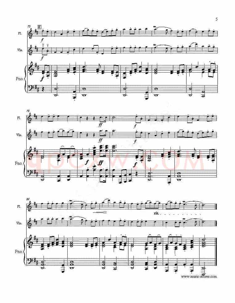 Rondeau（鼓号回旋曲）（小提琴+长笛+钢琴伴奏，二重奏）