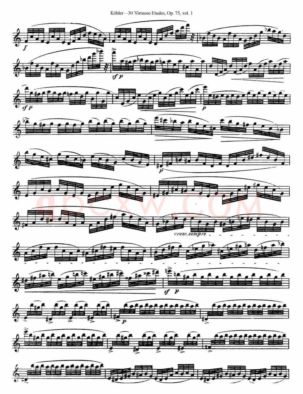 柯勒30首高级长笛练习曲作品75号（NO.6）