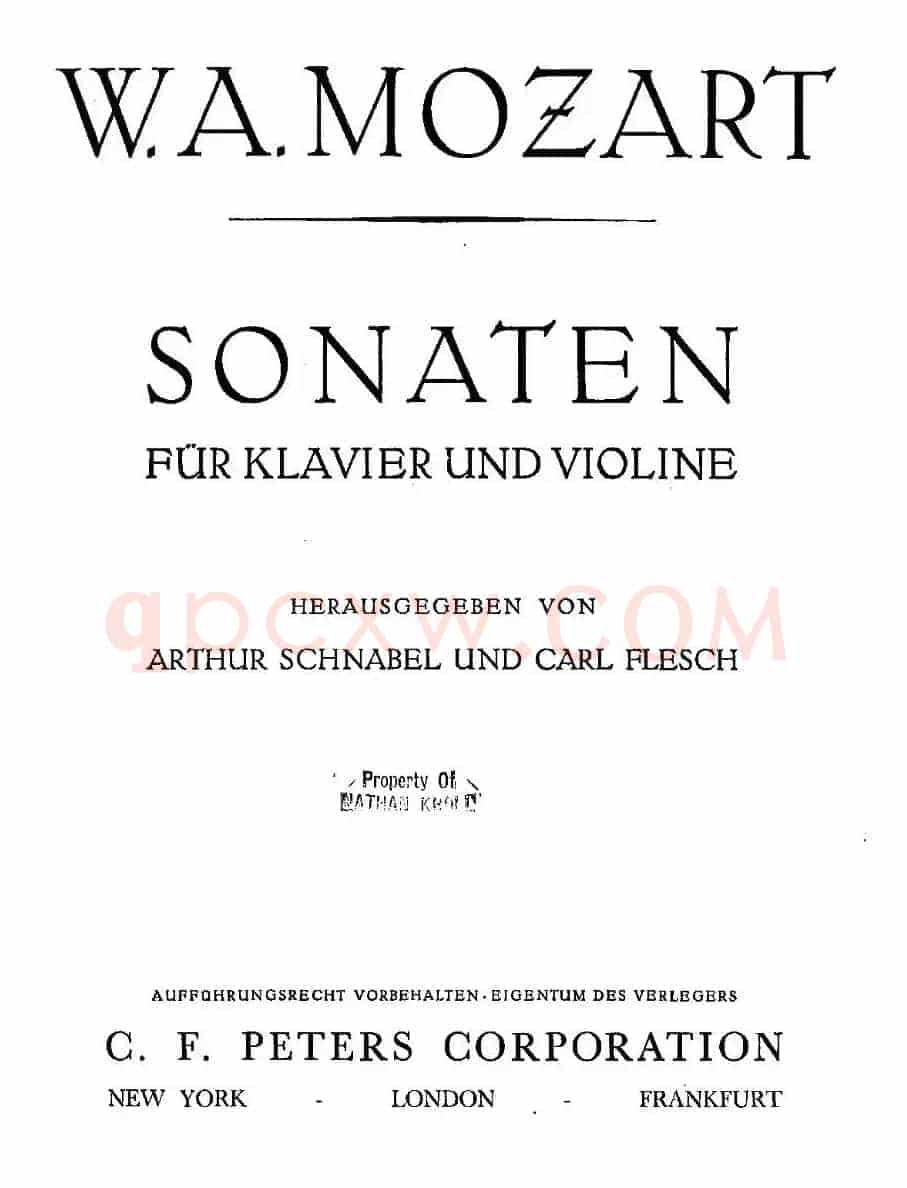 Mozart - Violin Sonata No.1, KV. 305（第一小提琴奏鸣曲）