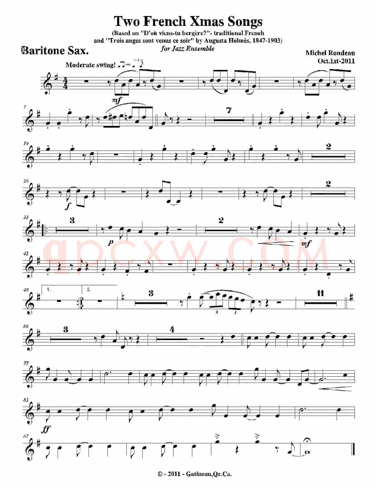 Two French Xmas Songs（上低音萨克斯分谱）