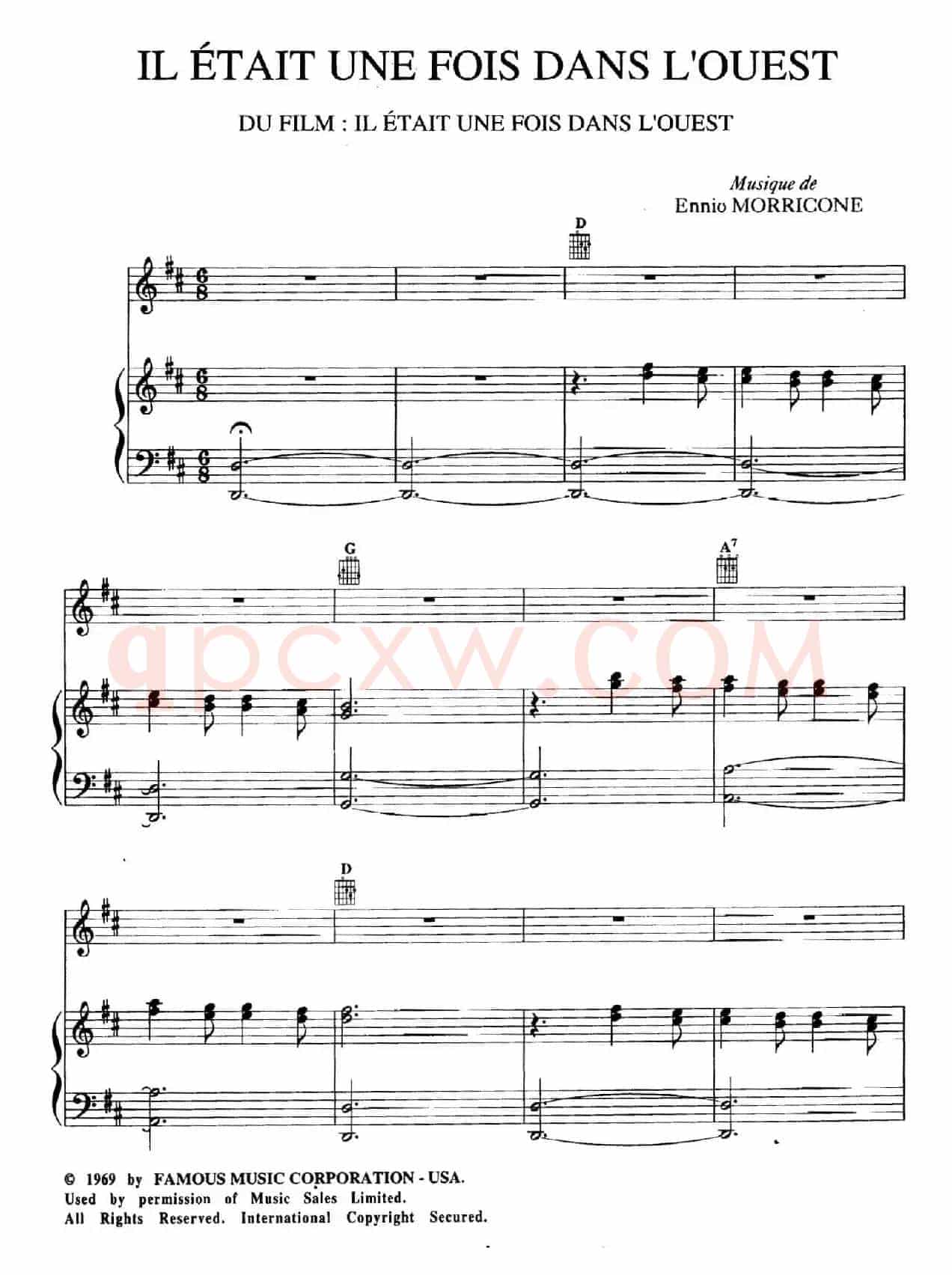 电影配乐大师莫瑞康最佳20首钢琴谱（Best of Ennio Morricone·1）