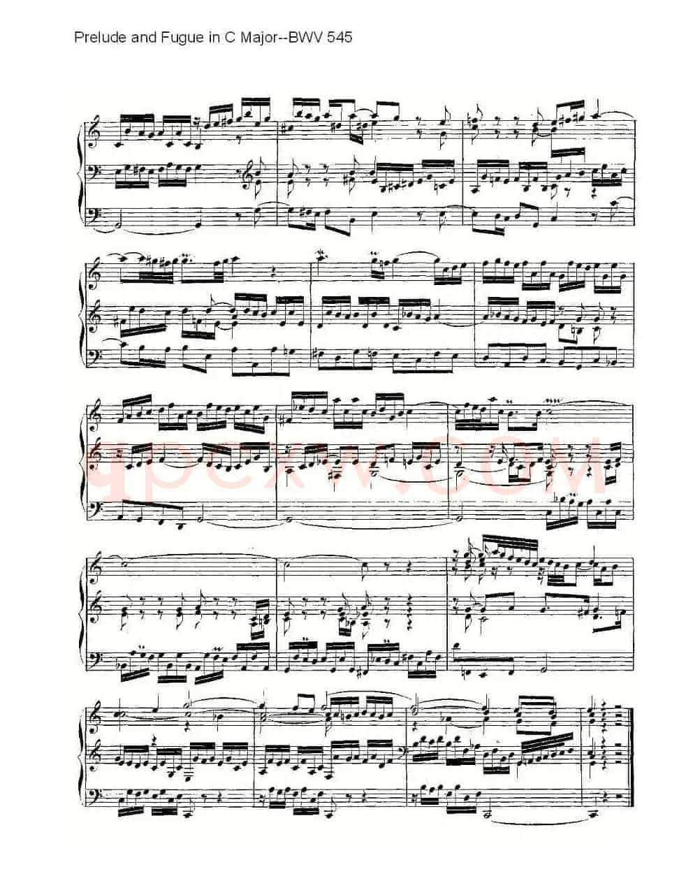 Prelude and Fugue in C Major--BWV 545 (管风琴谱)