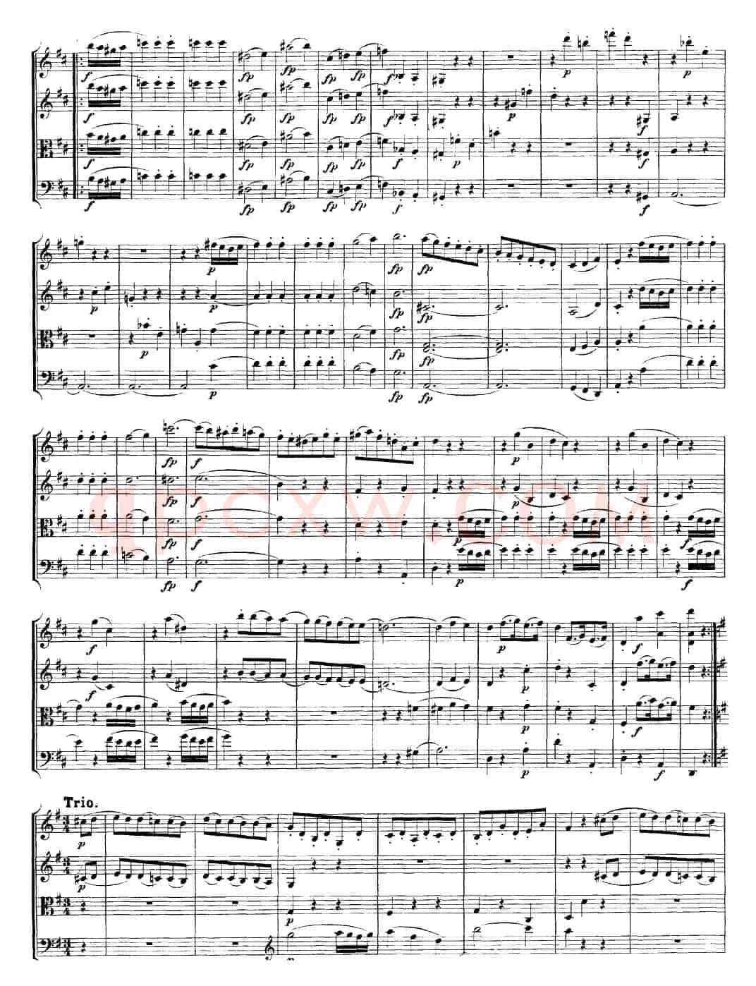 Mozart《Quartet No.21 in D Major,K.575》（总谱）