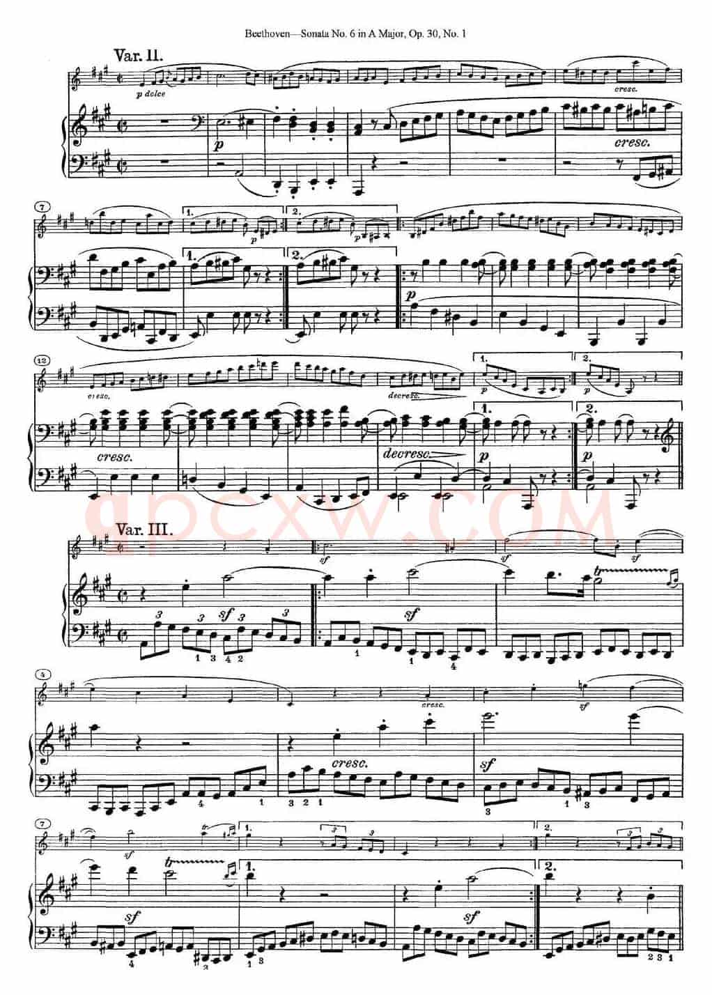 Violin Sonata No.6 in A Major Op.30 No.1（小提琴+钢琴伴奏）